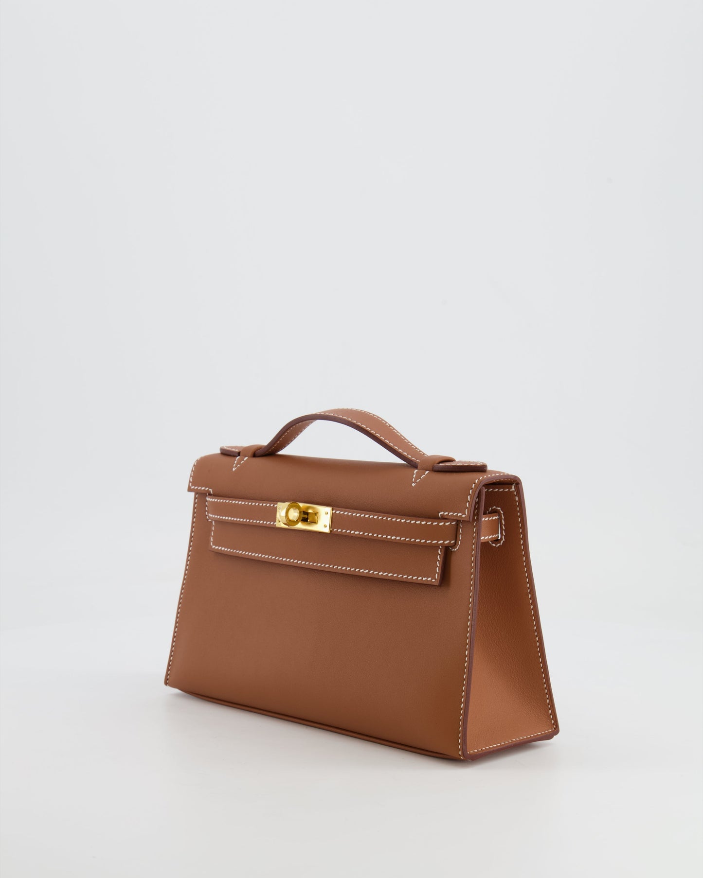 *RARE* Hermes Mini Kelly Pochette Bag in Gold Swift Leather with Gold Hardware