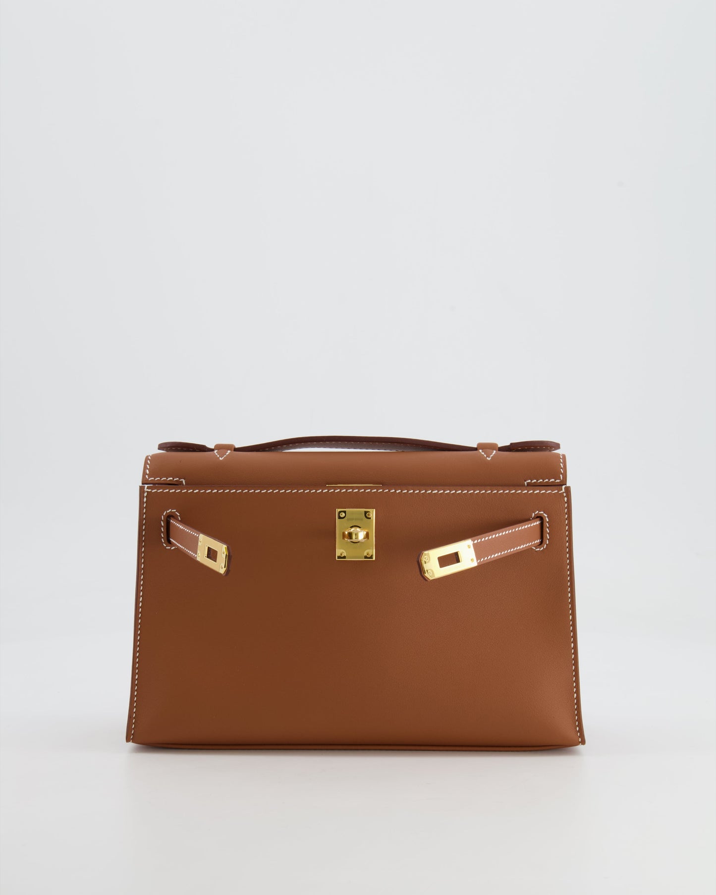 *RARE* Hermes Mini Kelly Pochette Bag in Gold Swift Leather with Gold Hardware