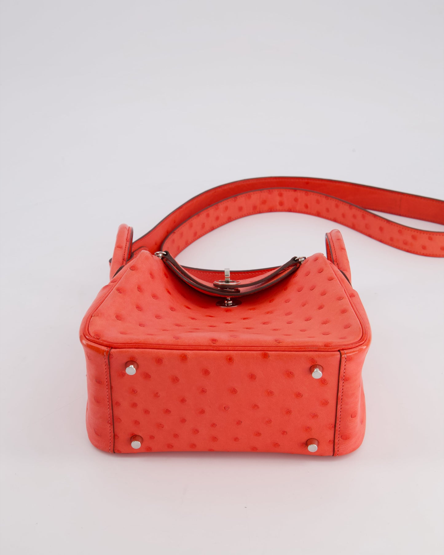 Hermes Mini Lindy Bag in Bougainvillea Ostrich Leather with Palladium Hardware