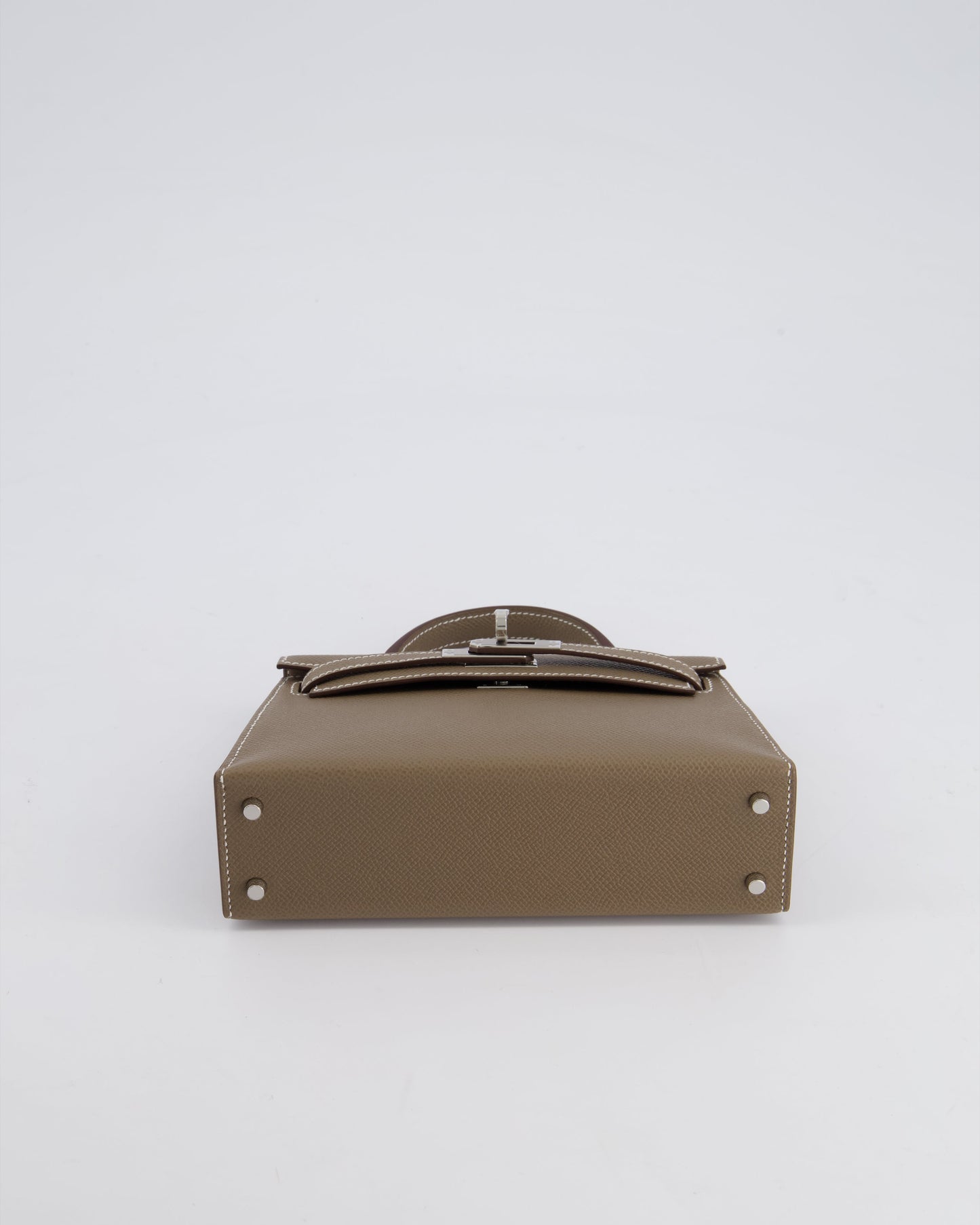 *HOT* Hermes Mini Kelly II 20 Bag in Etoupe Epsom Leather with Palladium Hardware
