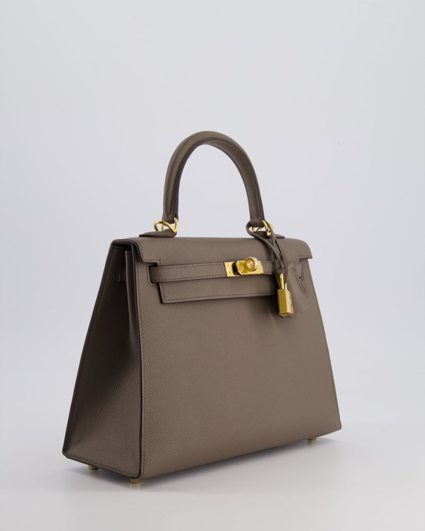 *RARE* Hermes Kelly 25 Sellier Bag in Gris Etain Epsom Leather with Gold Hardware