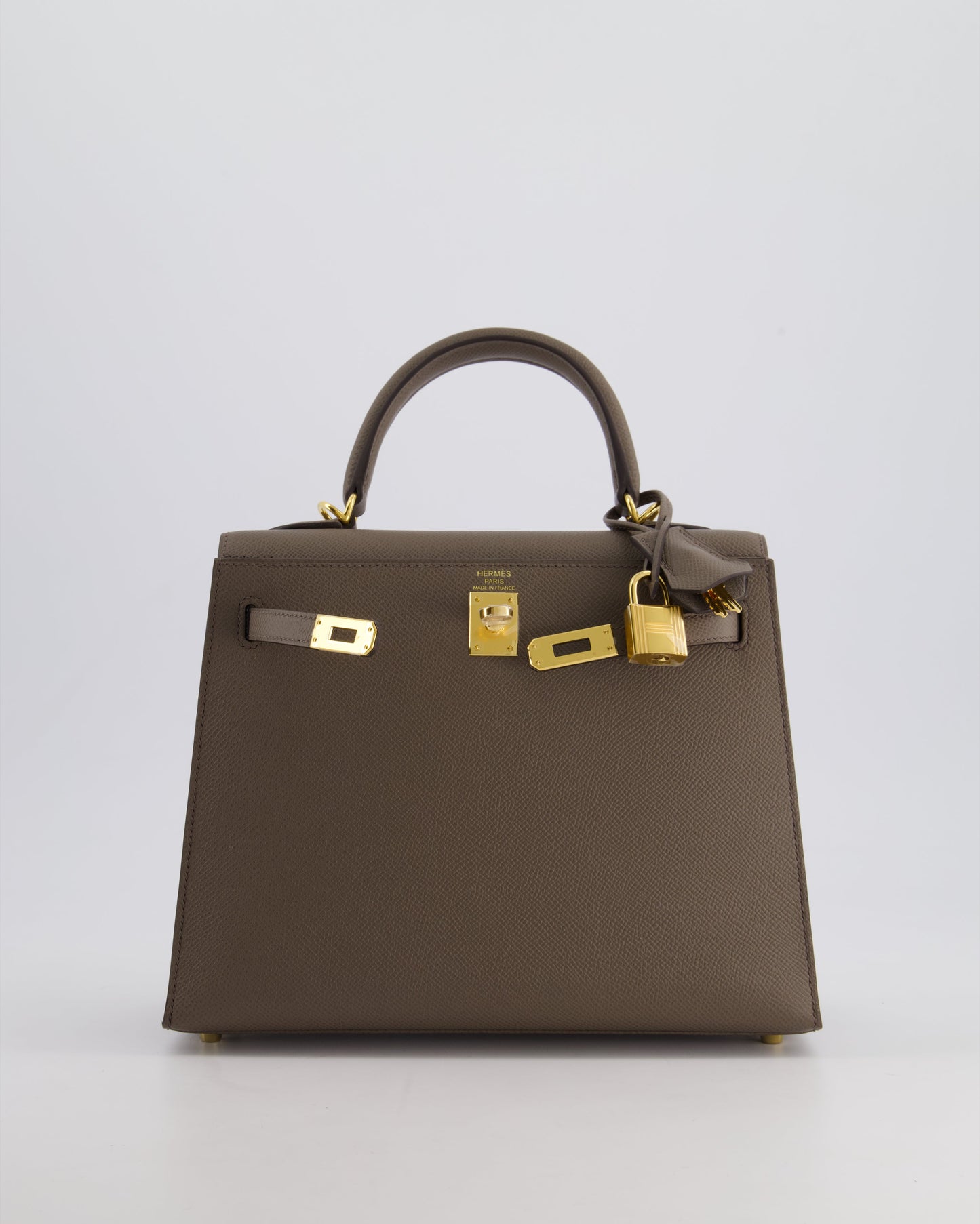 *RARE* Hermes Kelly 25 Sellier Bag in Gris Etain Epsom Leather with Gold Hardware