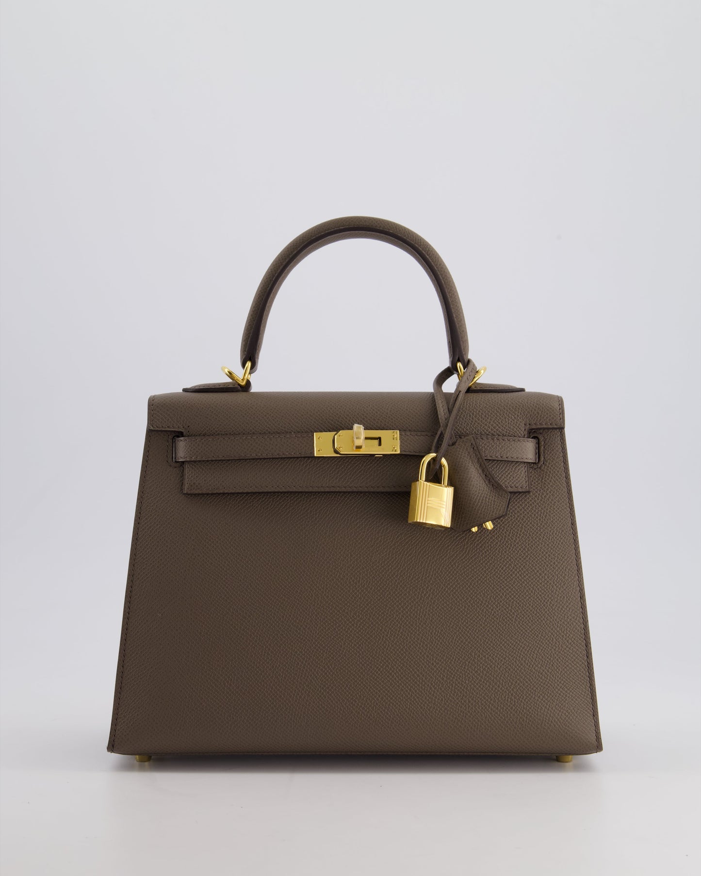 *RARE* Hermes Kelly 25 Sellier Bag in Gris Etain Epsom Leather with Gold Hardware