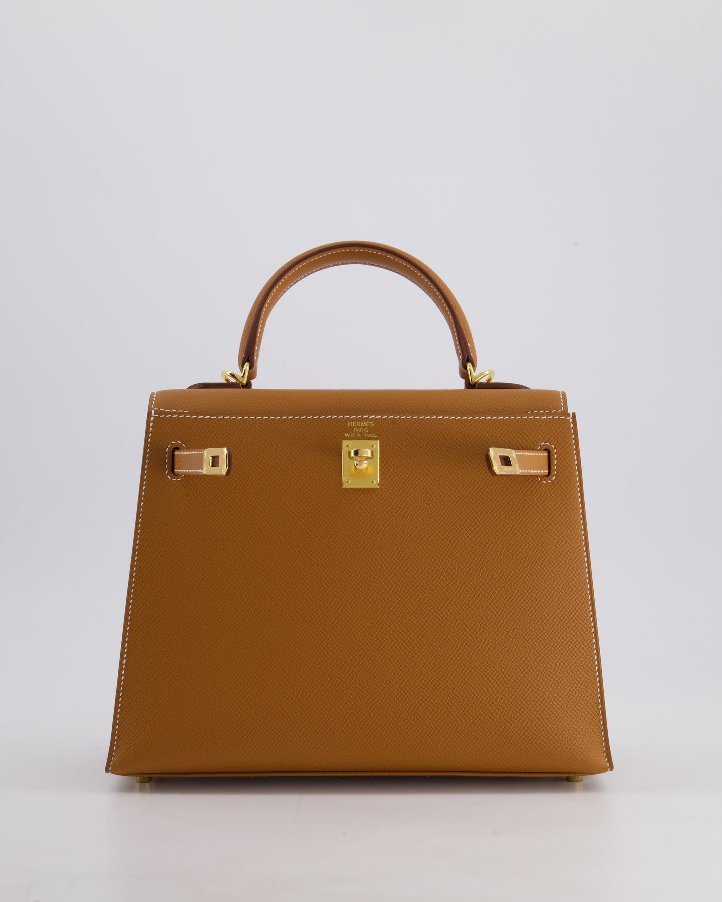 Hermes Kelly 25 Sellier Bag in Gold Epsom Leather with Gold Hardware