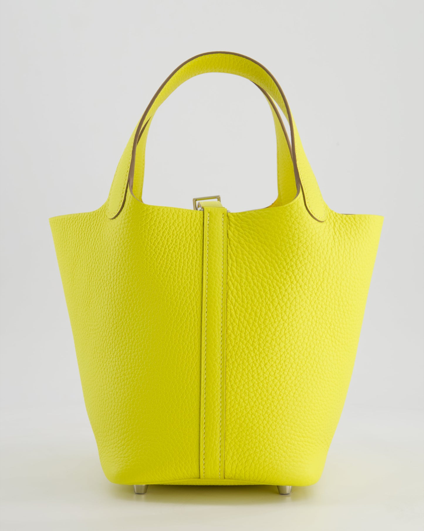 Hermes Picotin Lock Bag 18cm in Lime Clemence Leather with Palladium Hardware