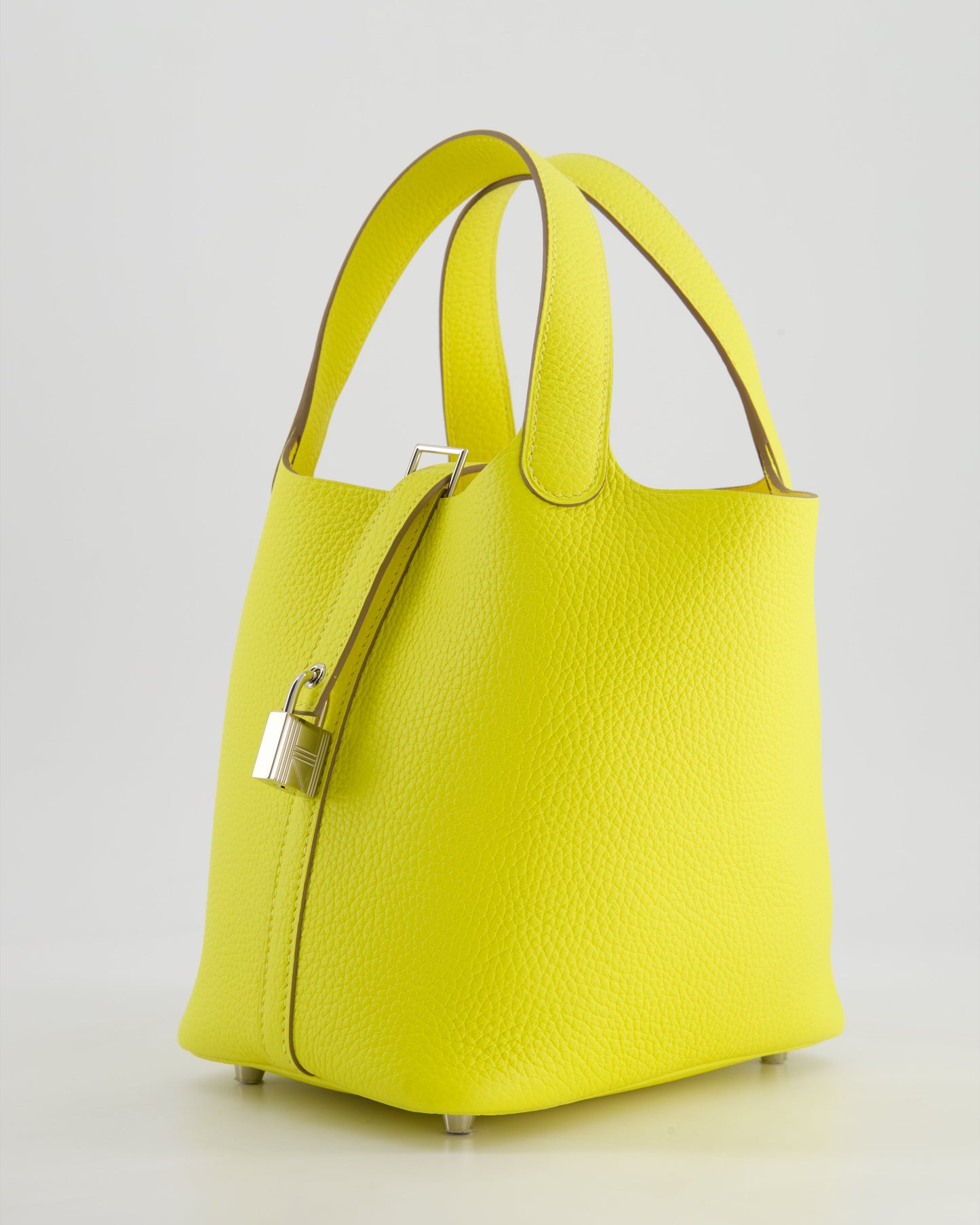 Hermes Picotin Lock Bag 18cm in Lime Clemence Leather with Palladium Hardware