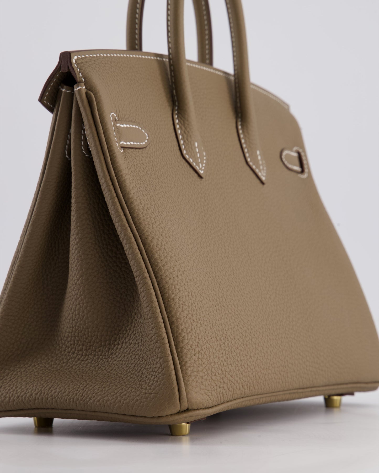 Hermes Birkin 25 Retourne Bag in Etoupe Togo Leather with Gold Hardware