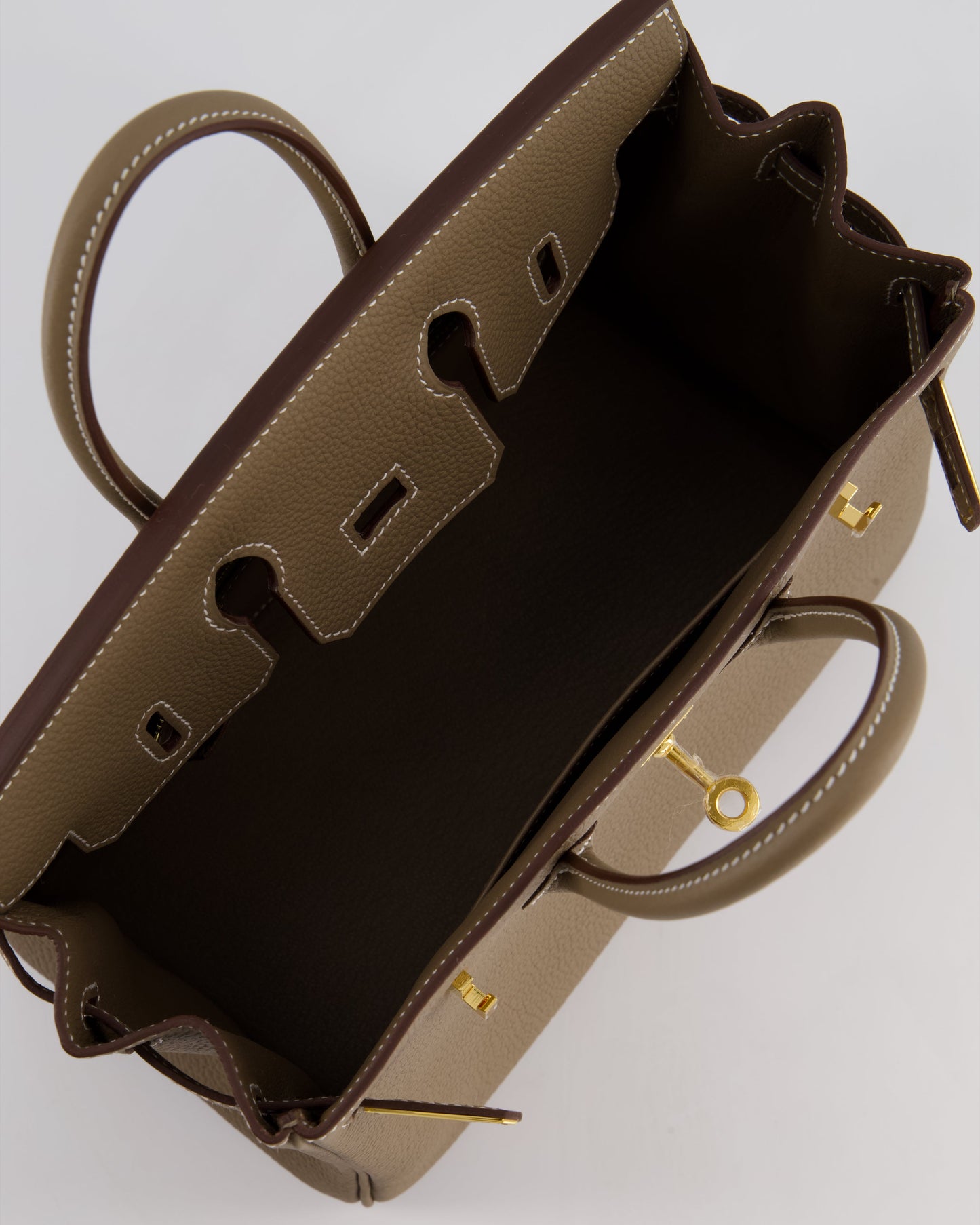 Hermes Birkin 25 Retourne Bag in Etoupe Togo Leather with Gold Hardware