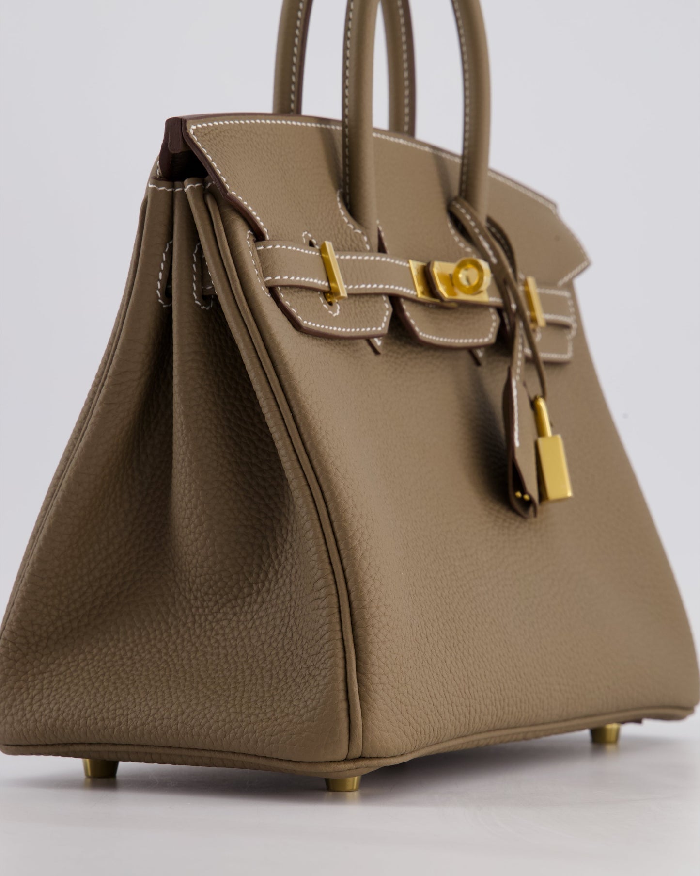 Hermes Birkin 25 Retourne Bag in Etoupe Togo Leather with Gold Hardware