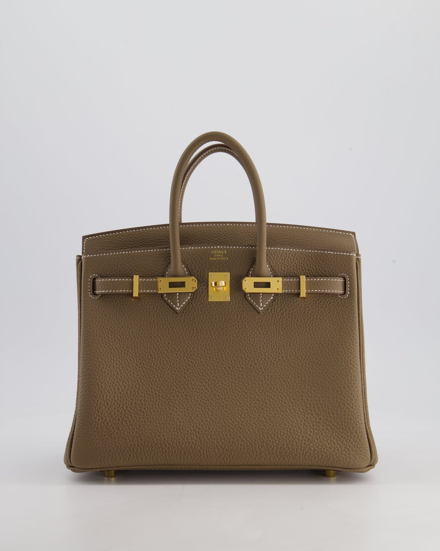Hermes Birkin 25 Retourne Bag in Etoupe Togo Leather with Gold Hardware