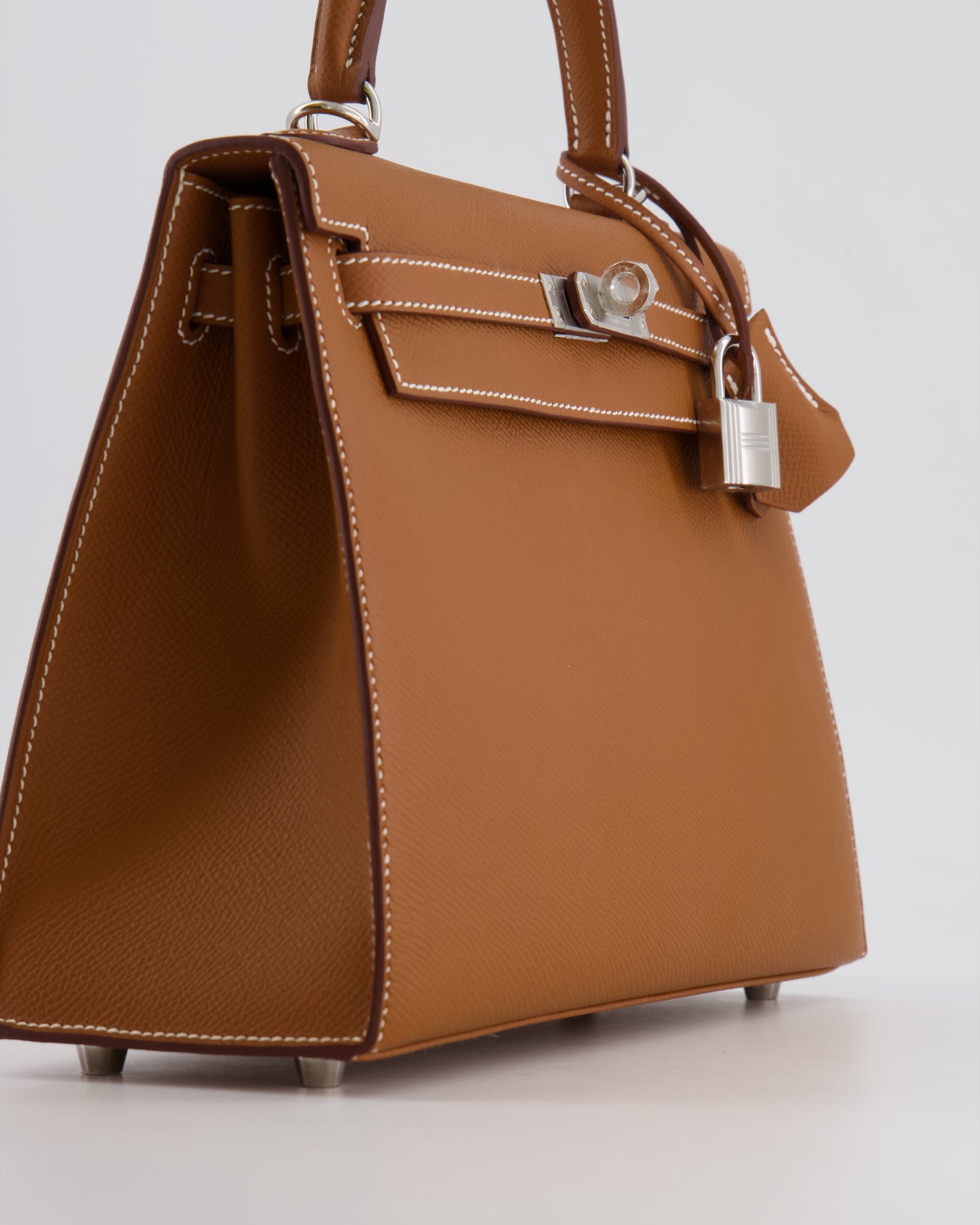 Hermes Kelly 25 Sellier Bag in Gold Epsom Leather with Palladium Hardware