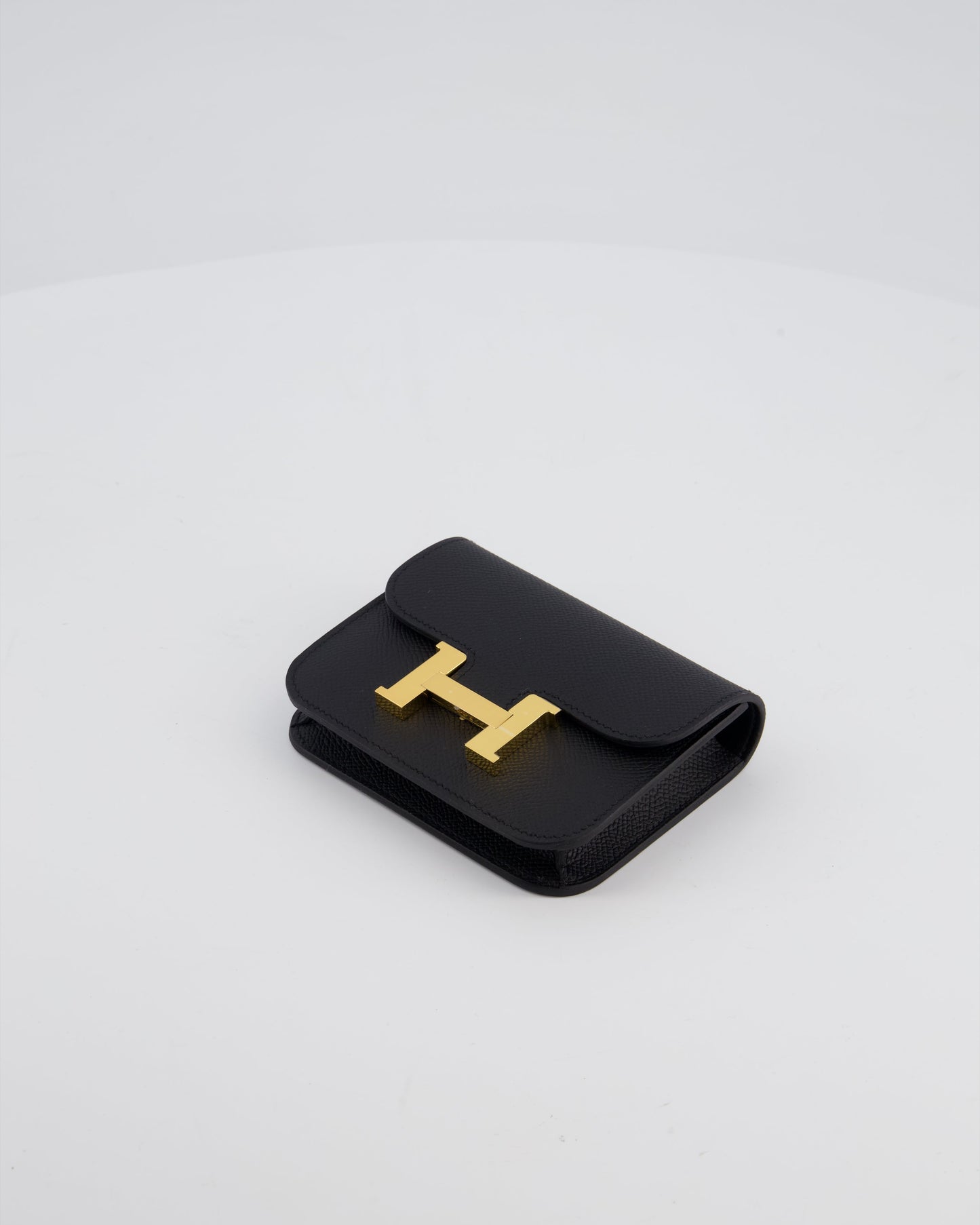 Hermes Constance Slim Belt Wallet Bag in Black Epsom Leather with Pocket and Gold Hardware