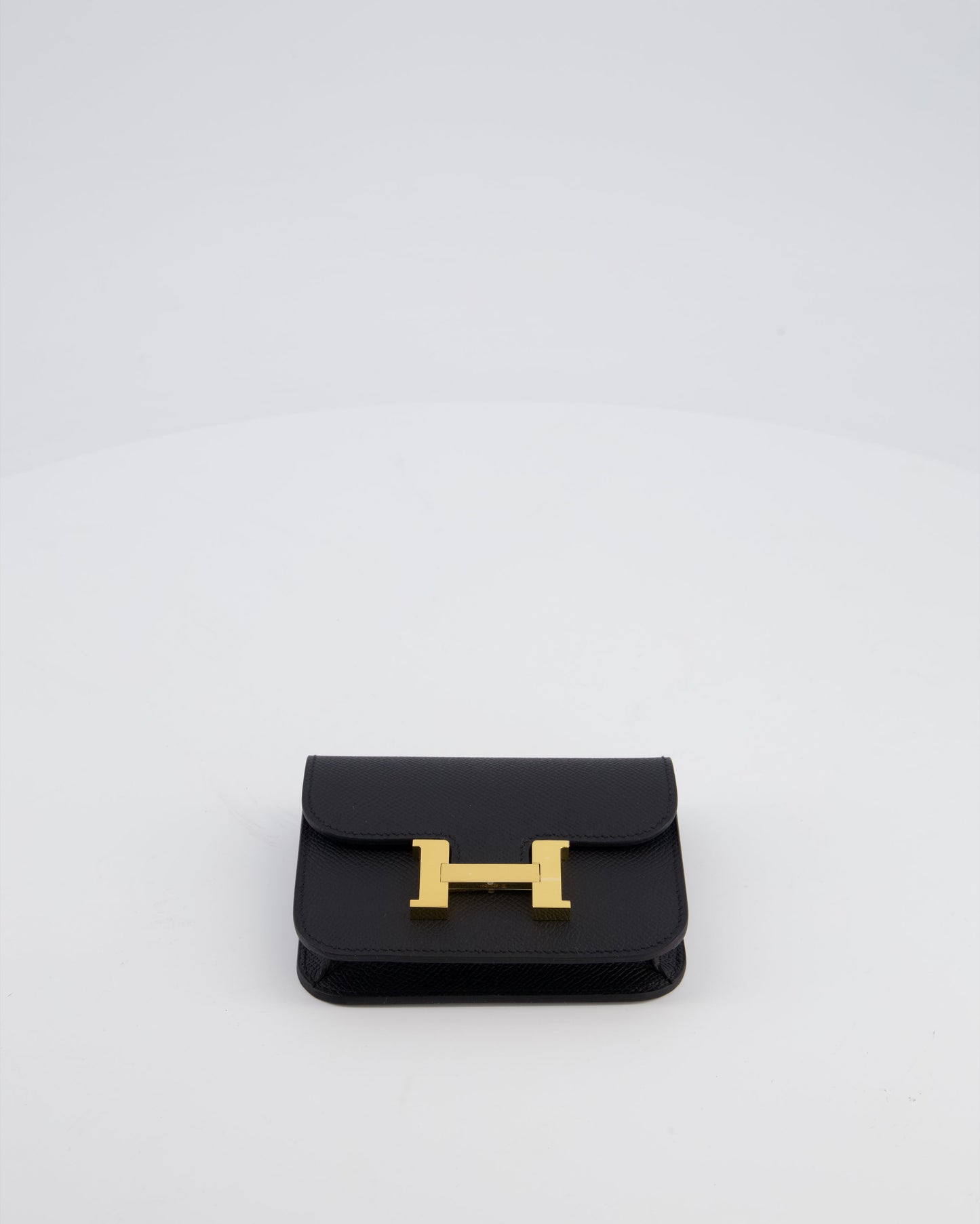 Hermes Constance Slim Belt Wallet Bag in Black Epsom Leather with Pocket and Gold Hardware