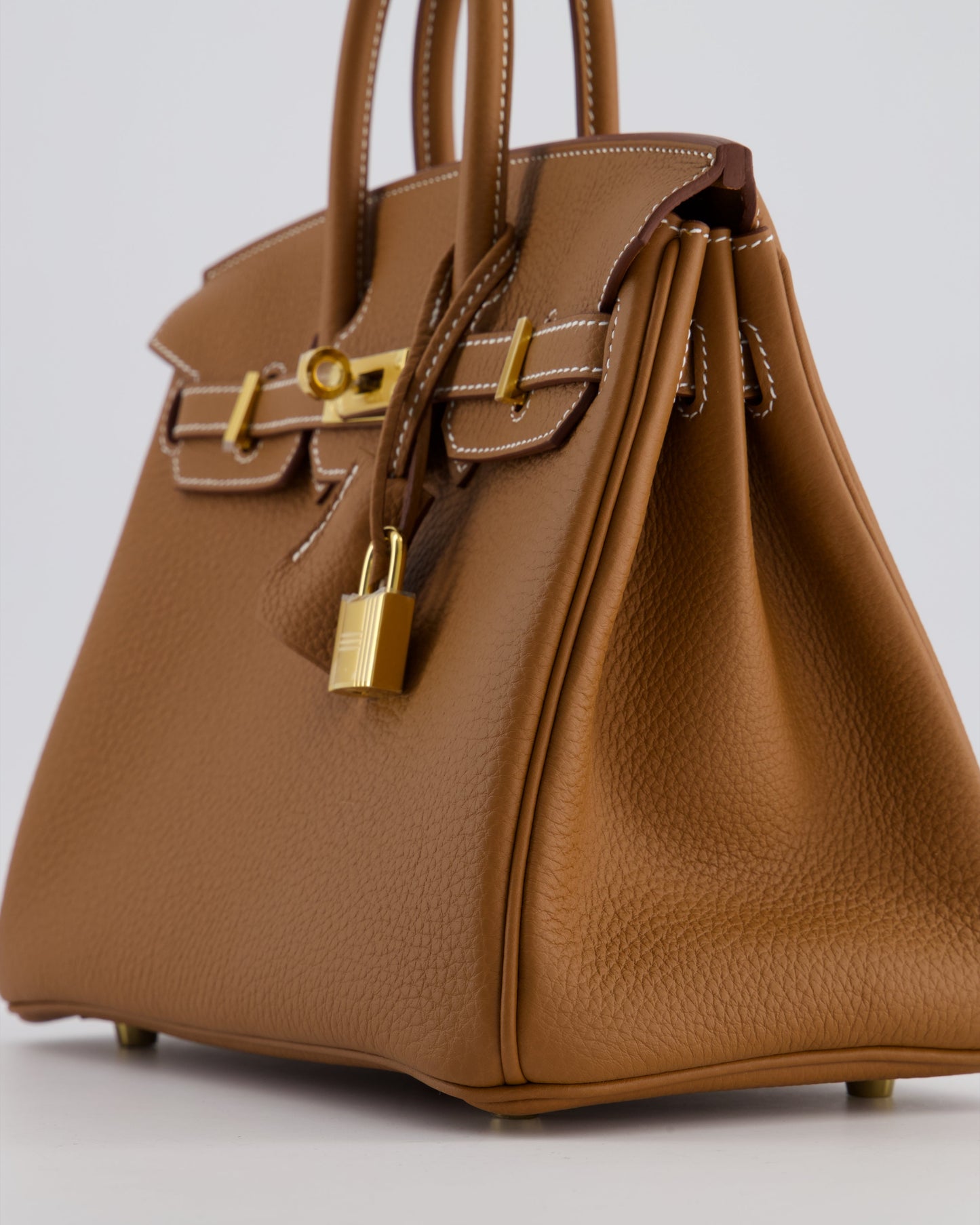 Hermes Birkin 25 Retourne Bag in Gold Togo Leather with Gold Hardware