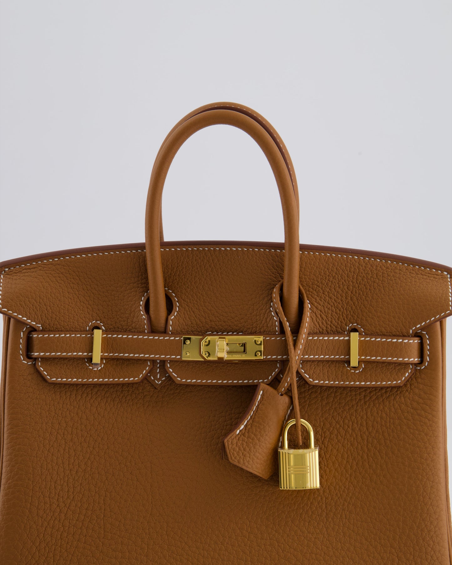 Hermes Birkin 25 Retourne Bag in Gold Togo Leather with Gold Hardware