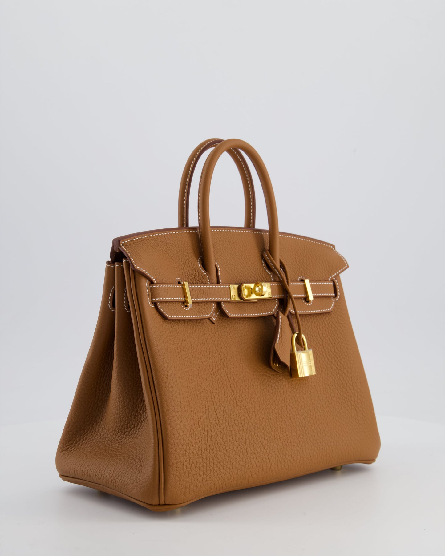 Hermes Birkin 25 Retourne Bag in Gold Togo Leather with Gold Hardware