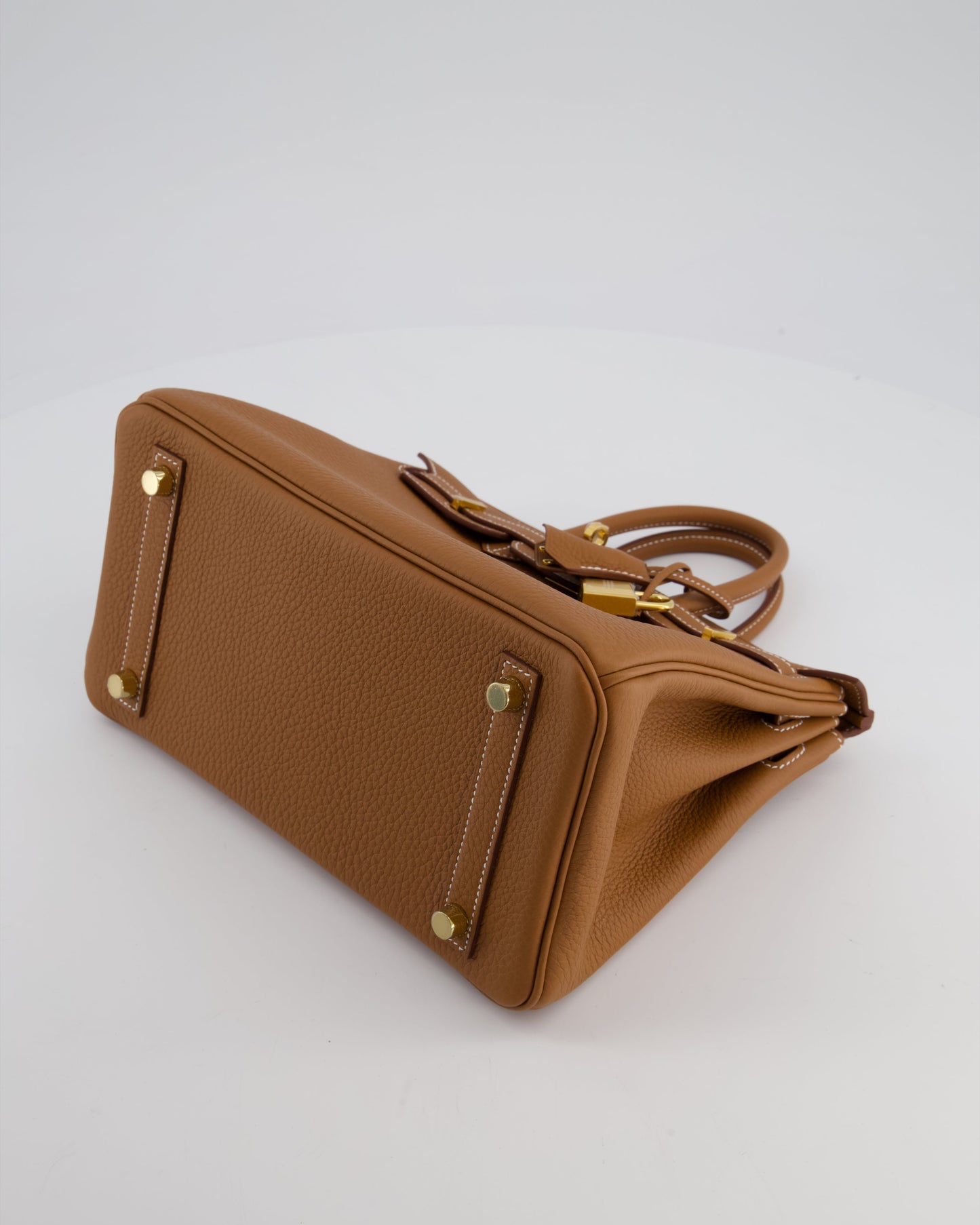 Hermes Birkin 25 Retourne Bag in Gold Togo Leather with Gold Hardware