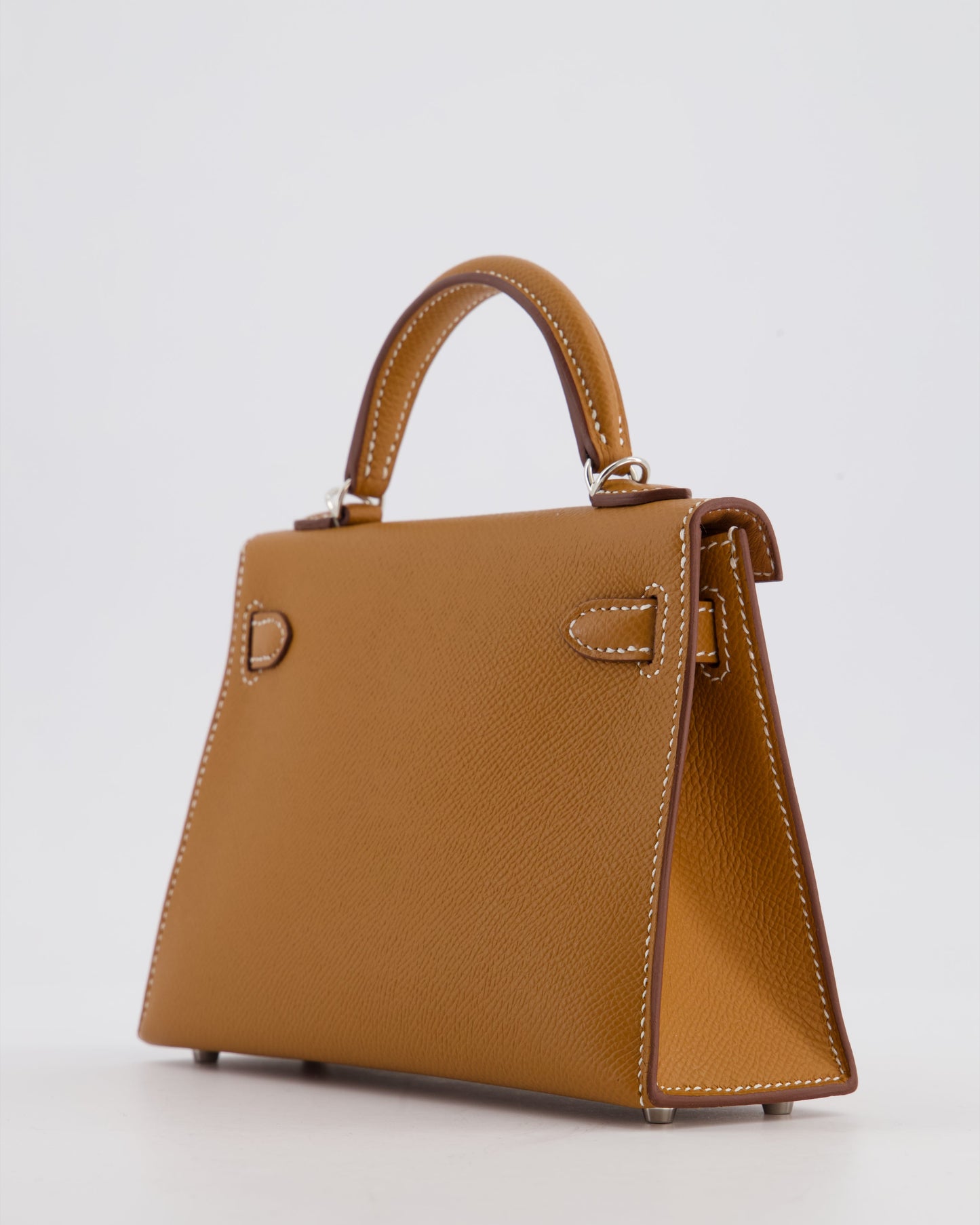 Hermes Mini Kelly II 20 Bag in Gold Epsom Leather with Palladium Hardware