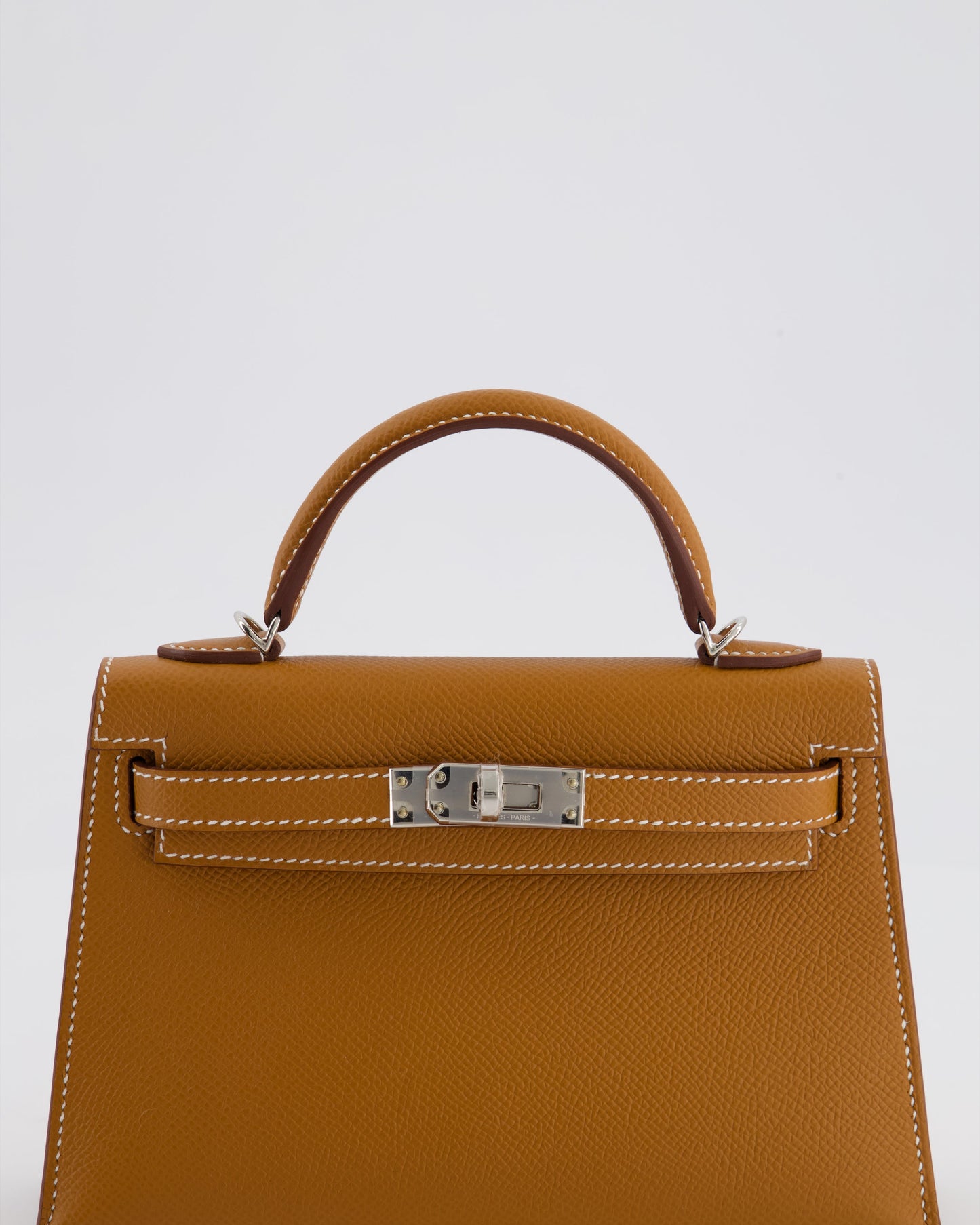 Hermes Mini Kelly II 20 Bag in Gold Epsom Leather with Palladium Hardware