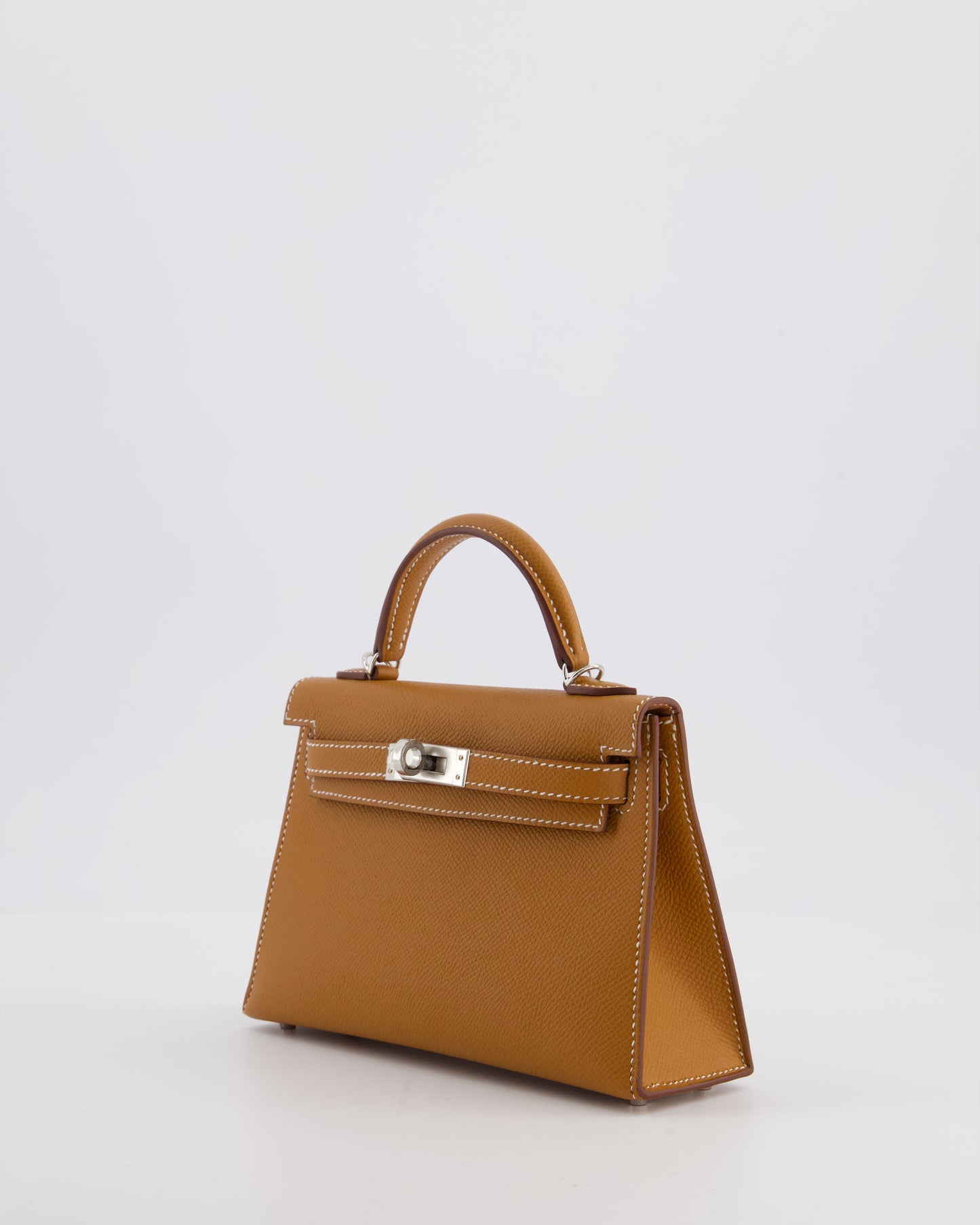 Hermes Mini Kelly II 20 Bag in Gold Epsom Leather with Palladium Hardware