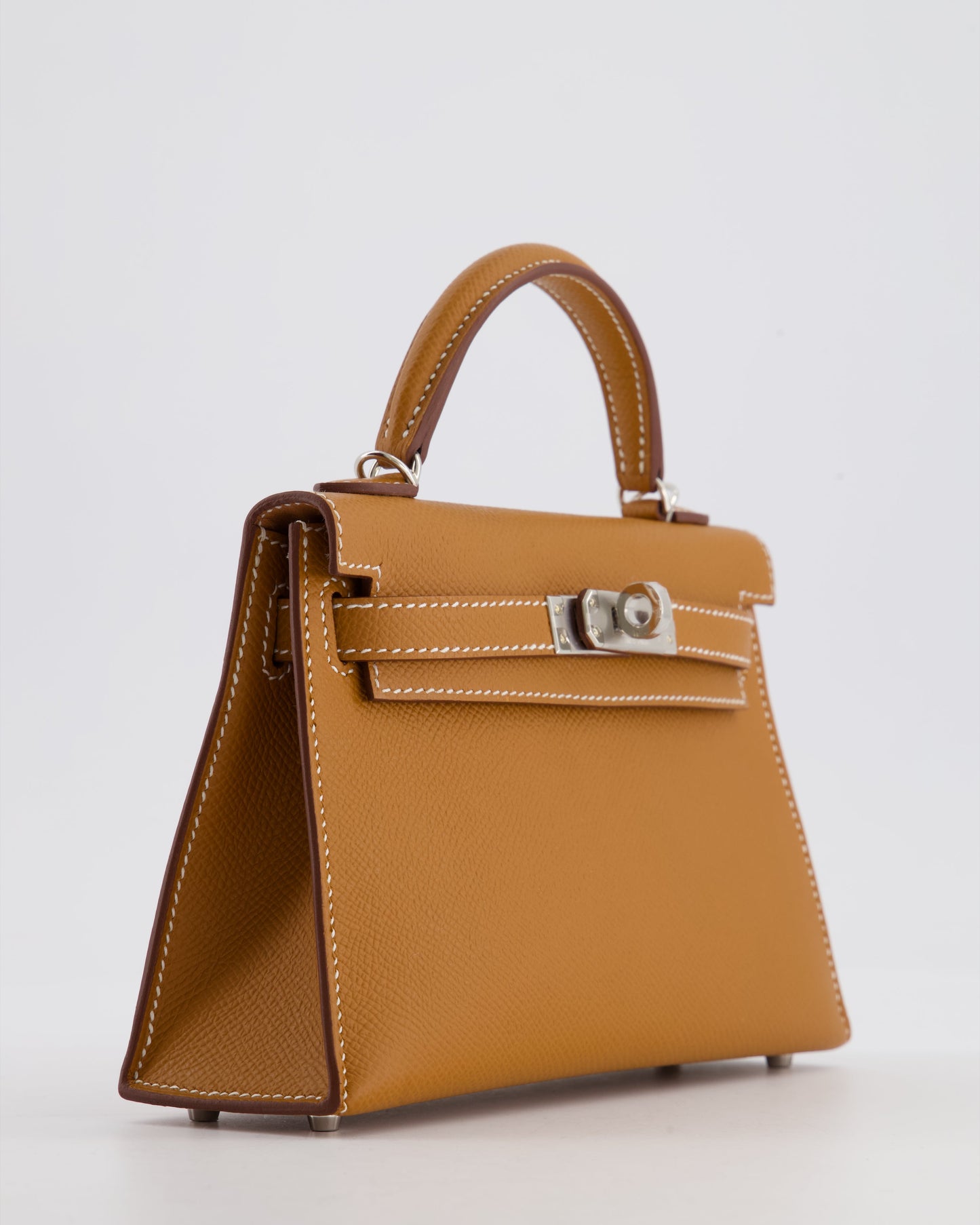 Hermes Mini Kelly II 20 Bag in Gold Epsom Leather with Palladium Hardware