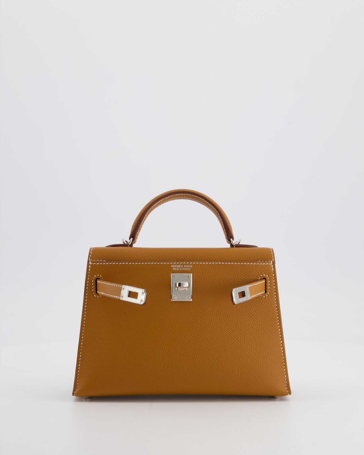 Hermes Mini Kelly II 20 Bag in Gold Epsom Leather with Palladium Hardware