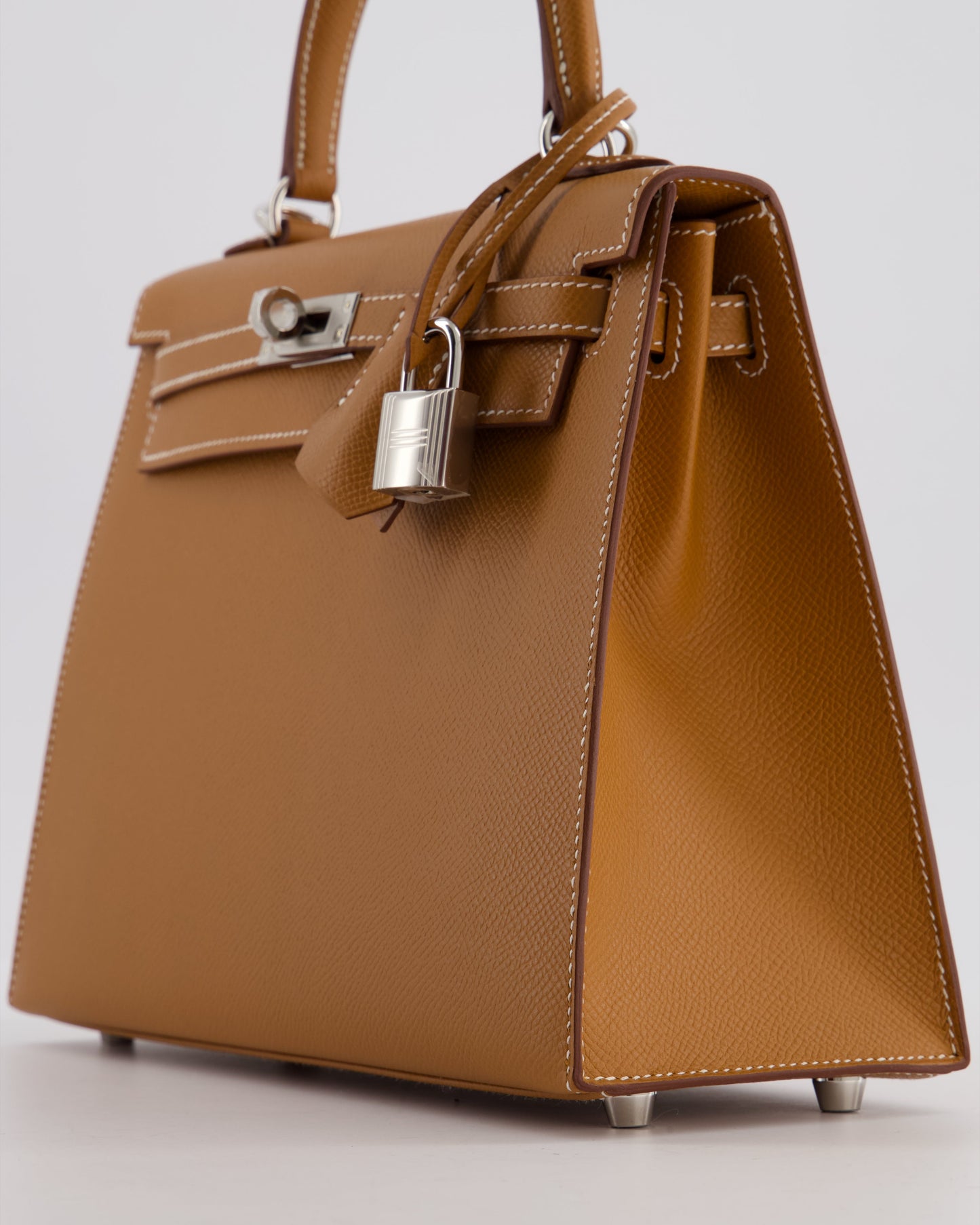 Hermes Kelly 25 Sellier Bag in Gold Epsom Leather with Palladium Hardware
