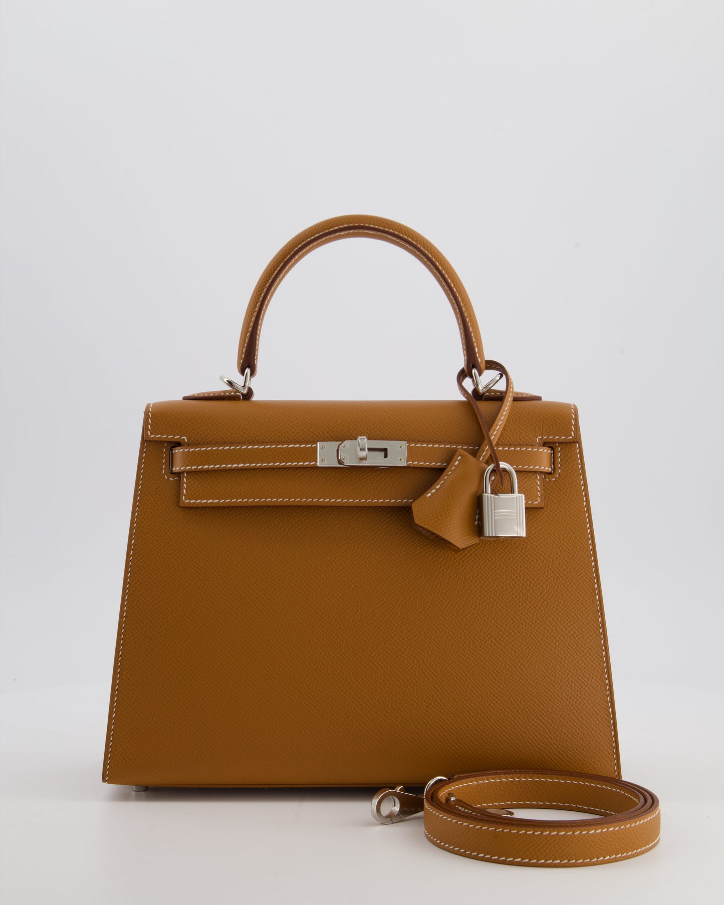 Hermes Kelly 25 Sellier Bag in Gold Epsom Leather with Palladium Hardware