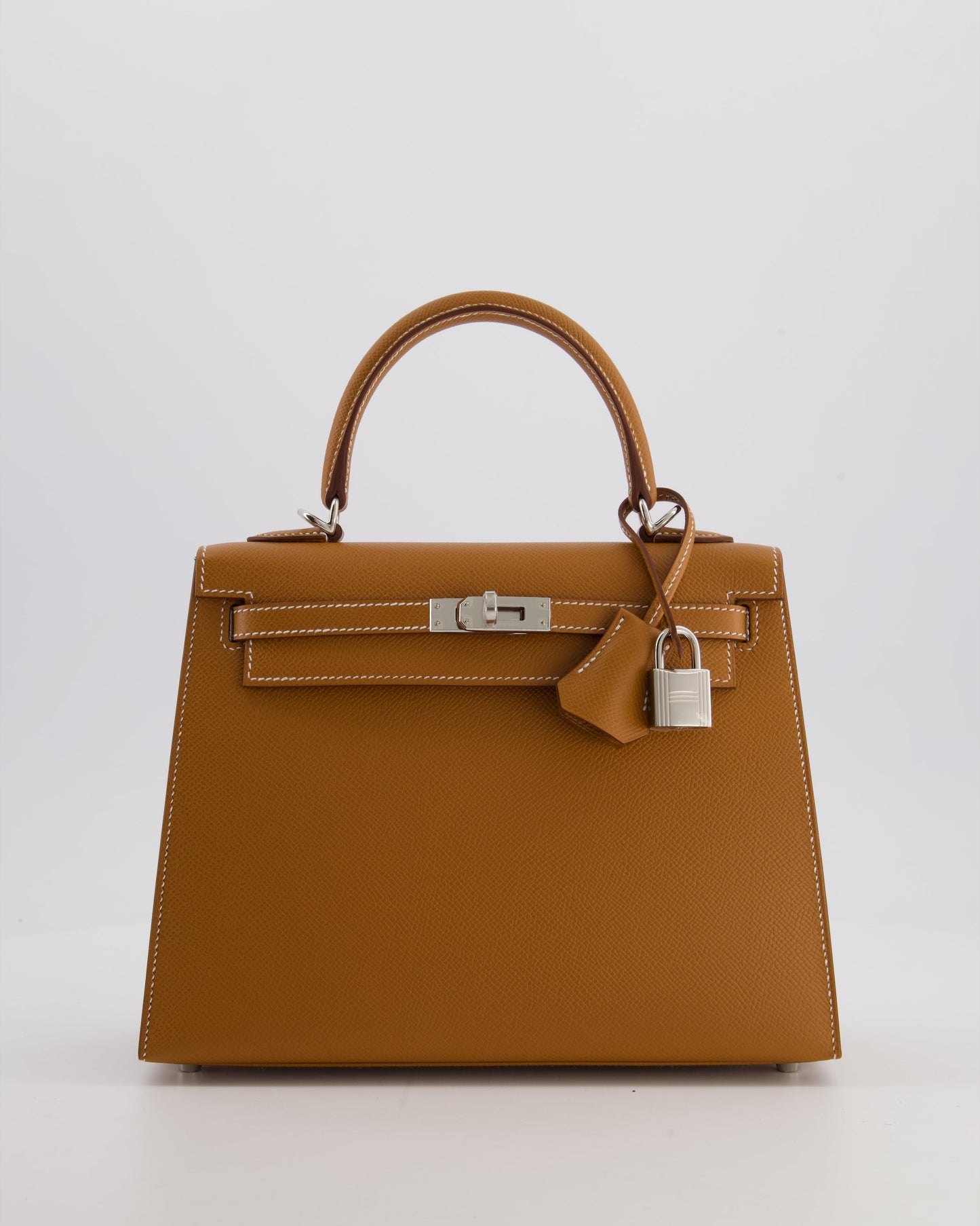 Hermes Kelly 25 Sellier Bag in Gold Epsom Leather with Palladium Hardware