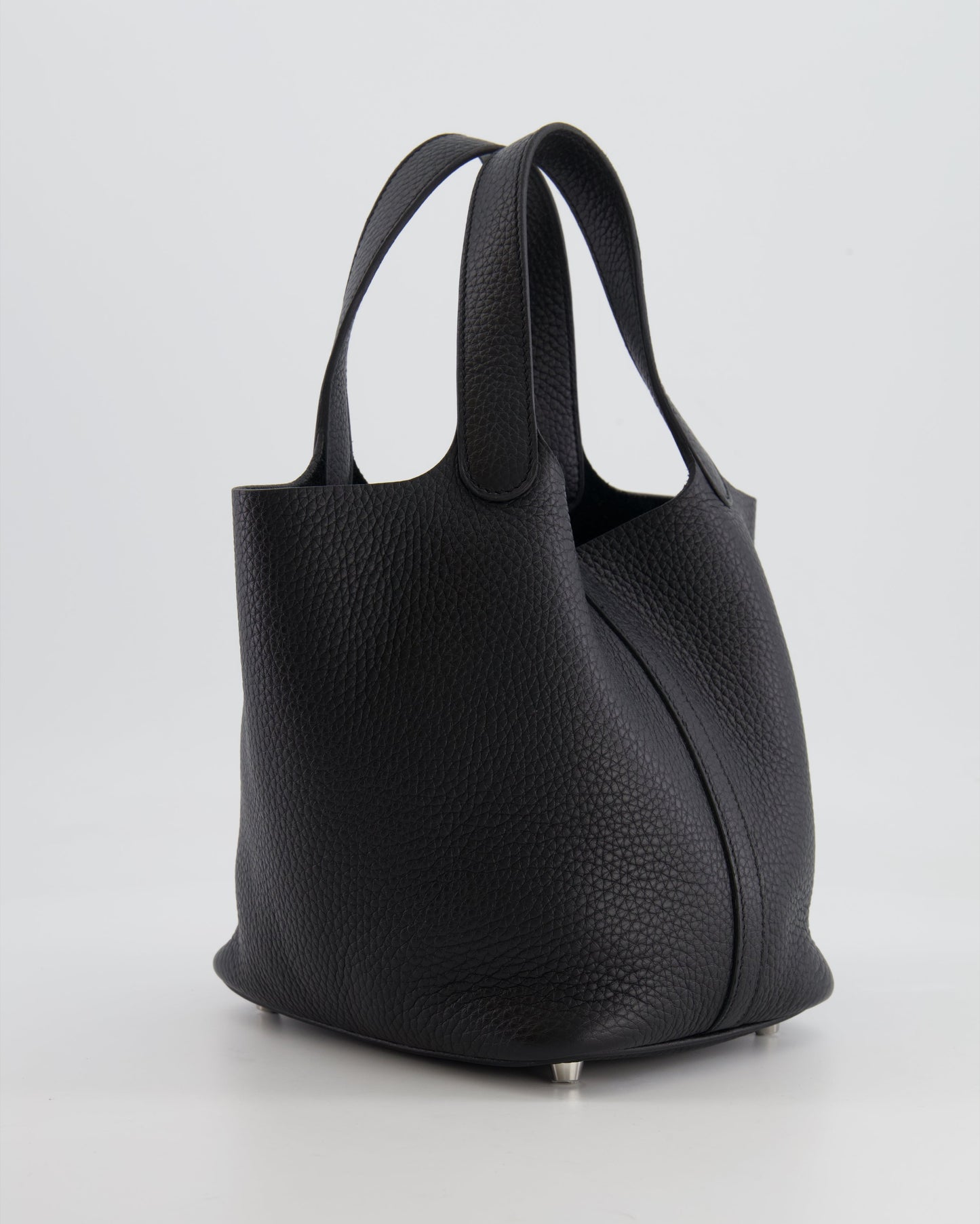 Hermes Picotin 18cm Lock Bag in Noir Clemence Leather with Palladium Hardware