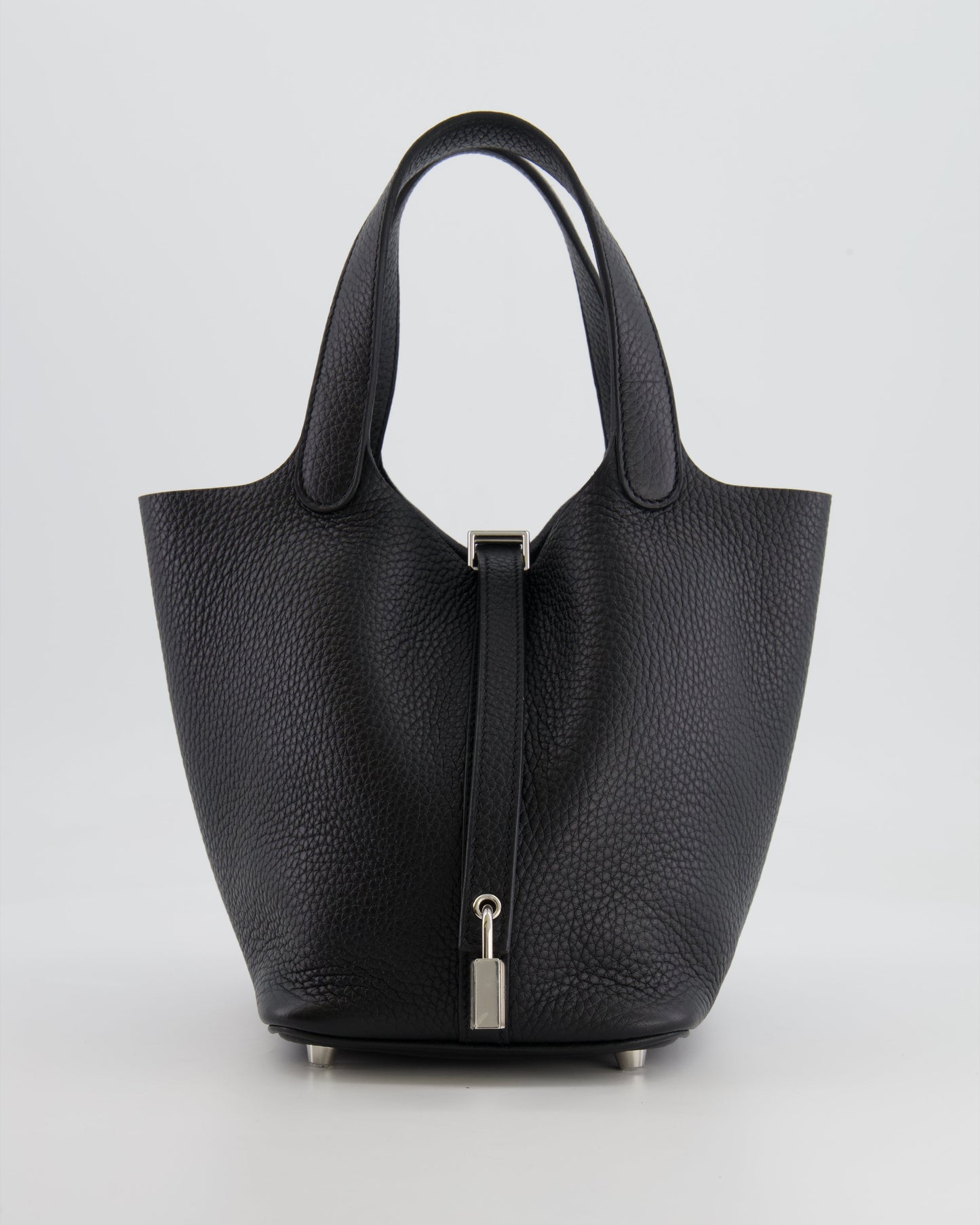Hermes Picotin 18cm Lock Bag in Noir Clemence Leather with Palladium Hardware