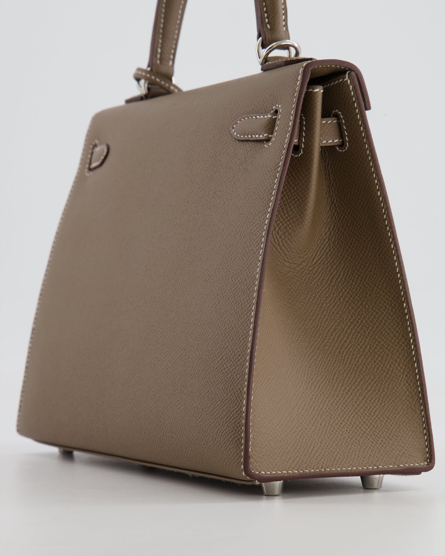 Hermes Kelly 25 Sellier Bag in Etoupe Epsom Leather with Palladium Hardware