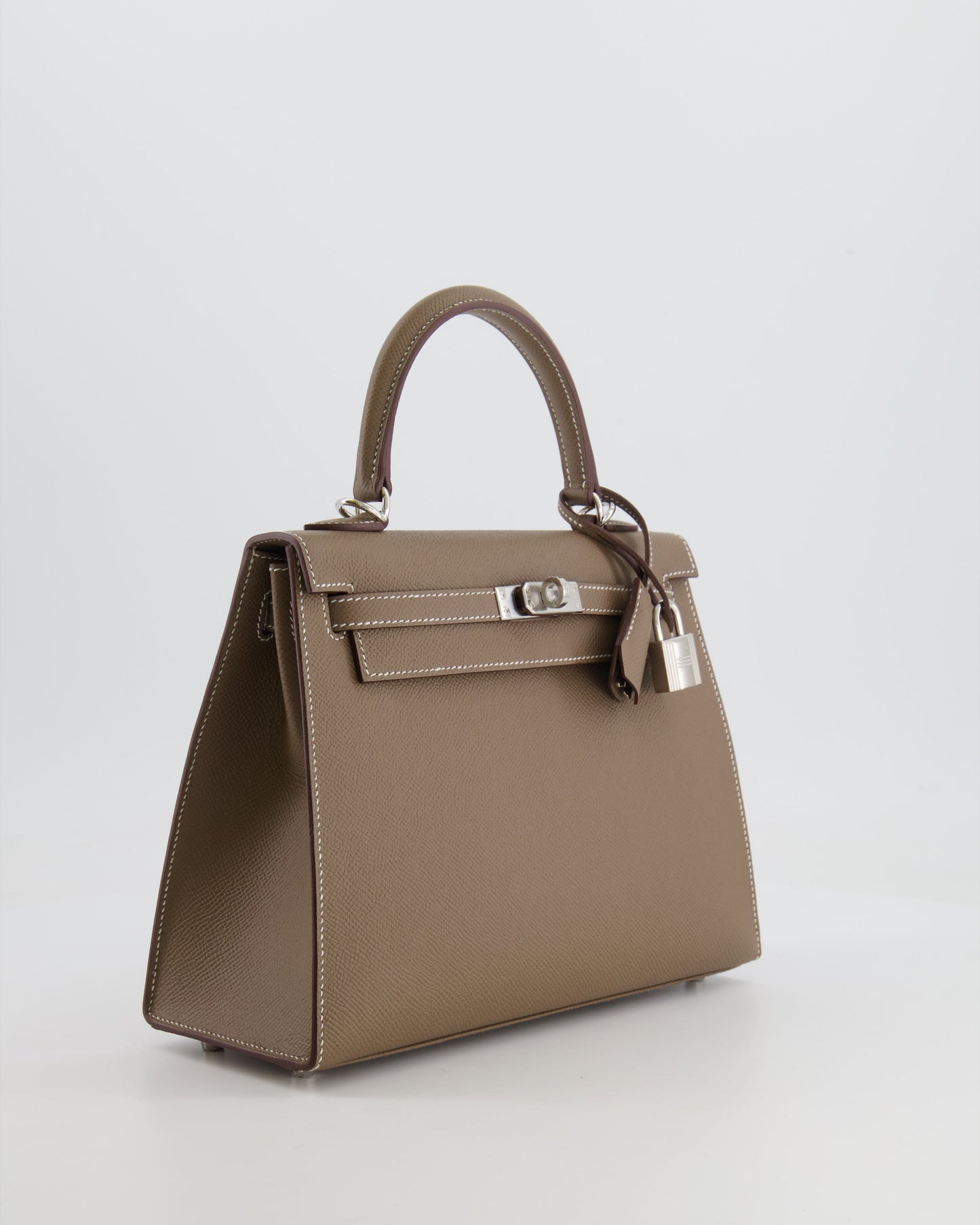 Hermes Kelly 25 Sellier Bag in Etoupe Epsom Leather with Palladium Hardware