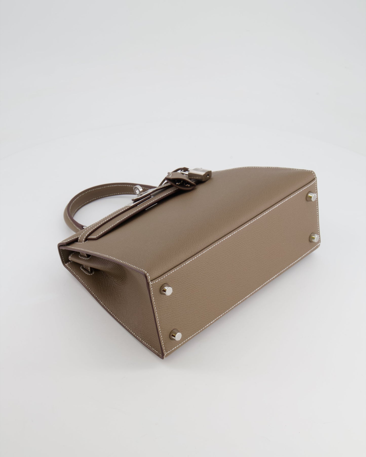 Hermes Kelly 25 Sellier Bag in Etoupe Epsom Leather with Palladium Hardware