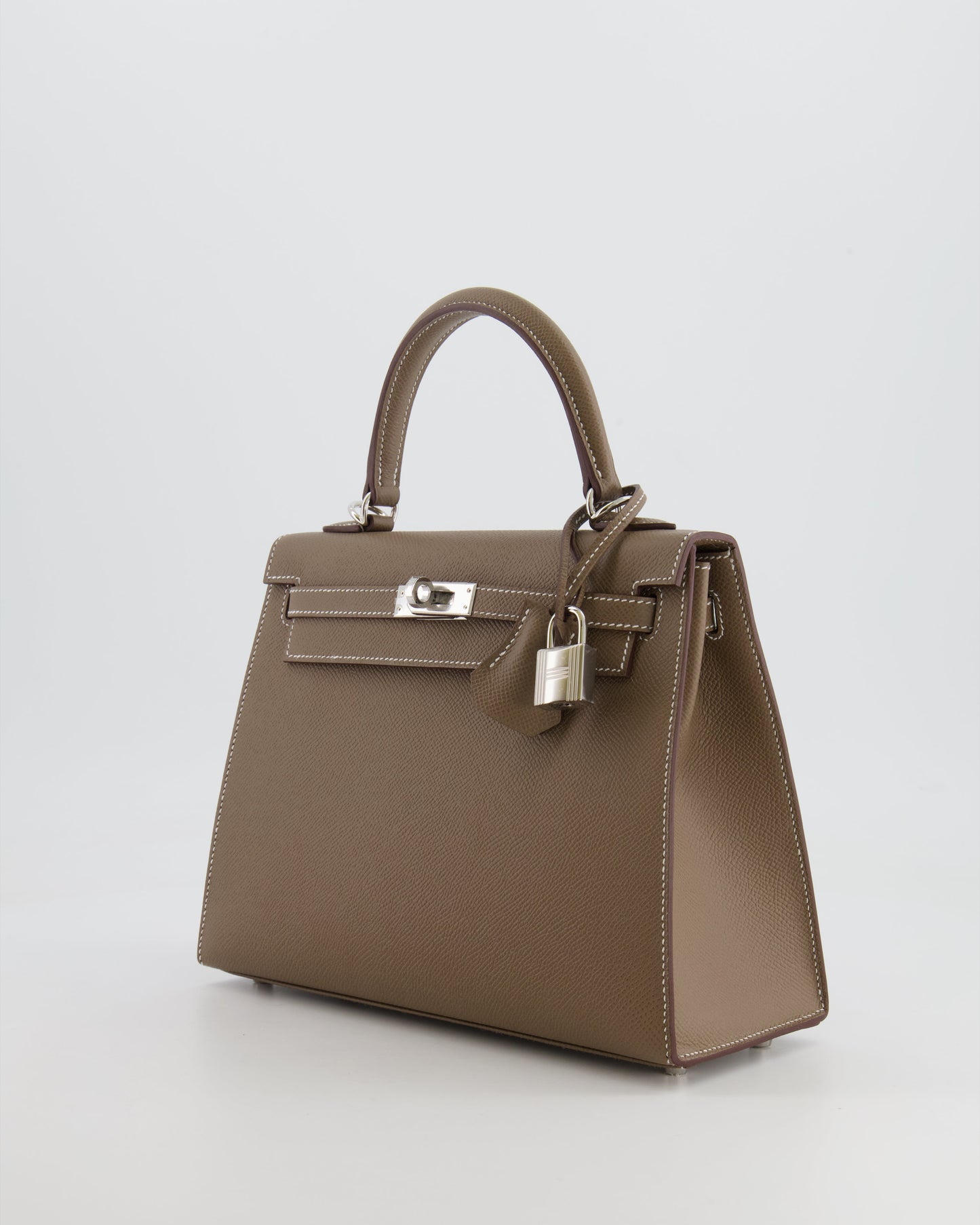 Hermes Kelly 25 Sellier Bag in Etoupe Epsom Leather with Palladium Hardware