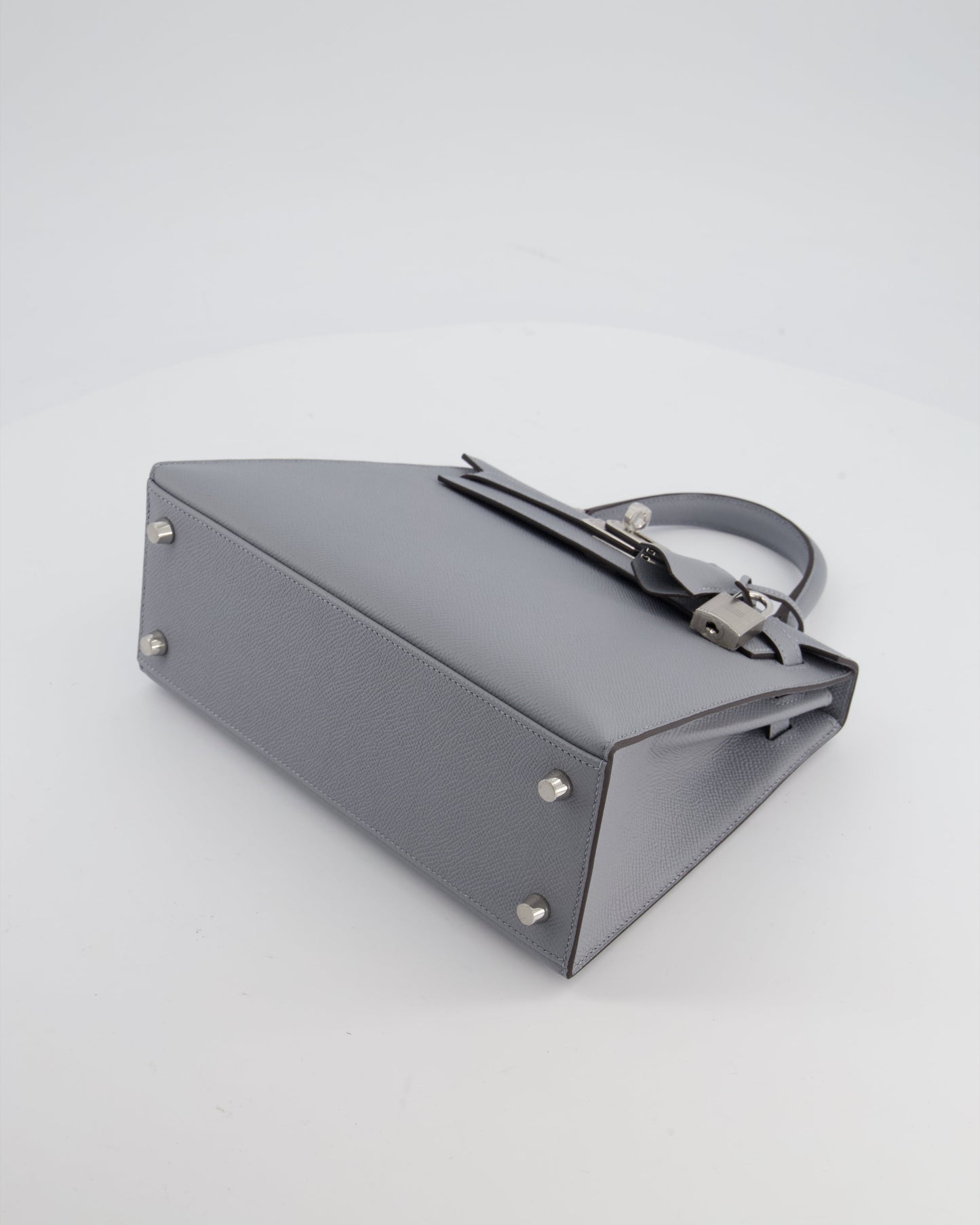 Hermes Kelly 25 Sellier Bag in Gris Pantin Epsom Leather with Palladium Hardware