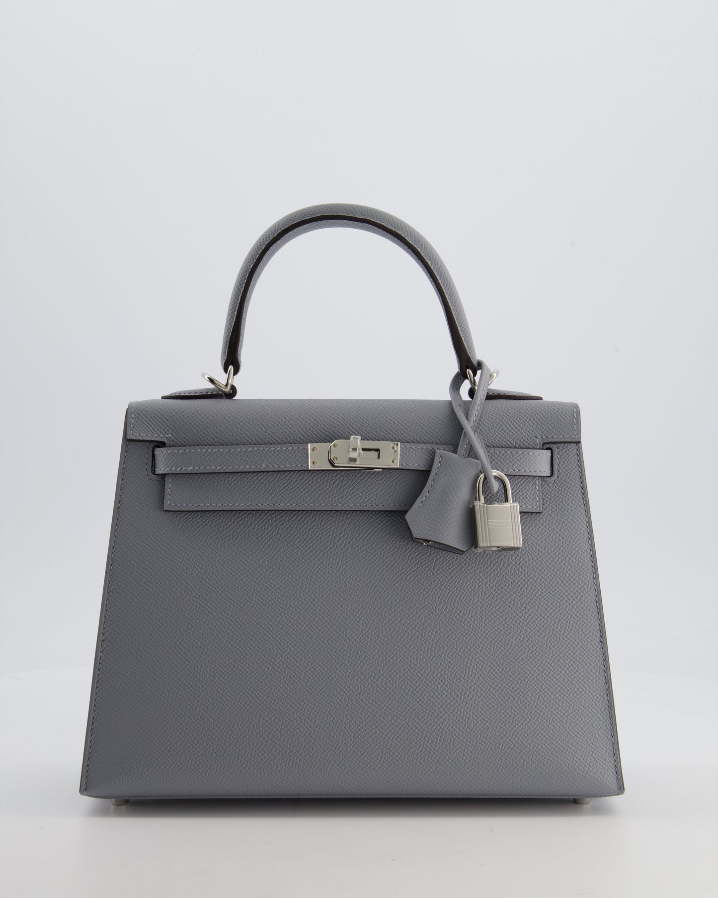 Hermes Kelly 25 Sellier Bag in Gris Pantin Epsom Leather with Palladium Hardware