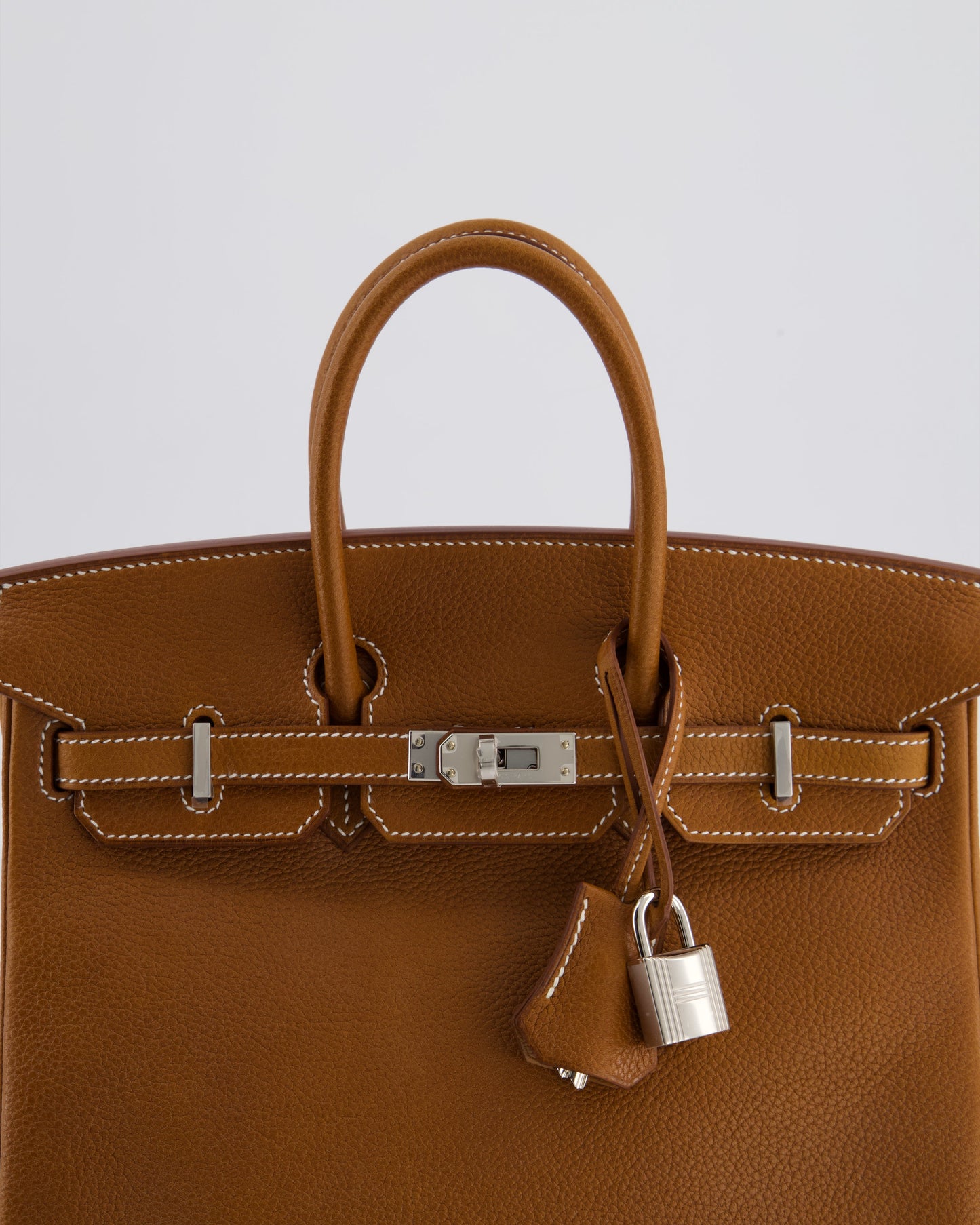 *RARE* Hermes Birkin 25 Retourne Bag in Fauve Barenia Faubourg Leather with Palladium Hardware