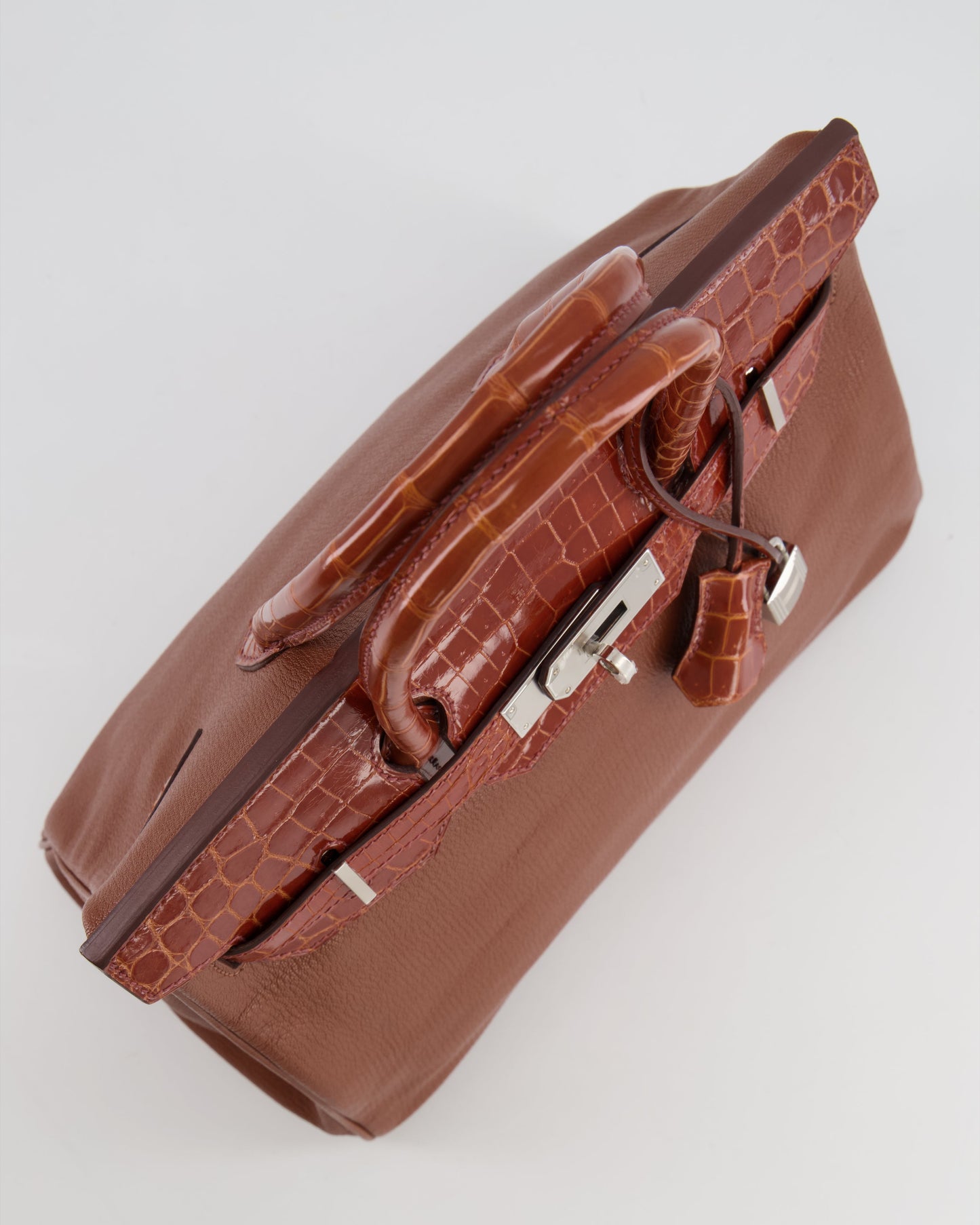 Hermes Birkin 30 Touch Bag in Noisette Chèvre Mysore and Etrusque Crocodile Niloticus Leather with Palladium Hardware