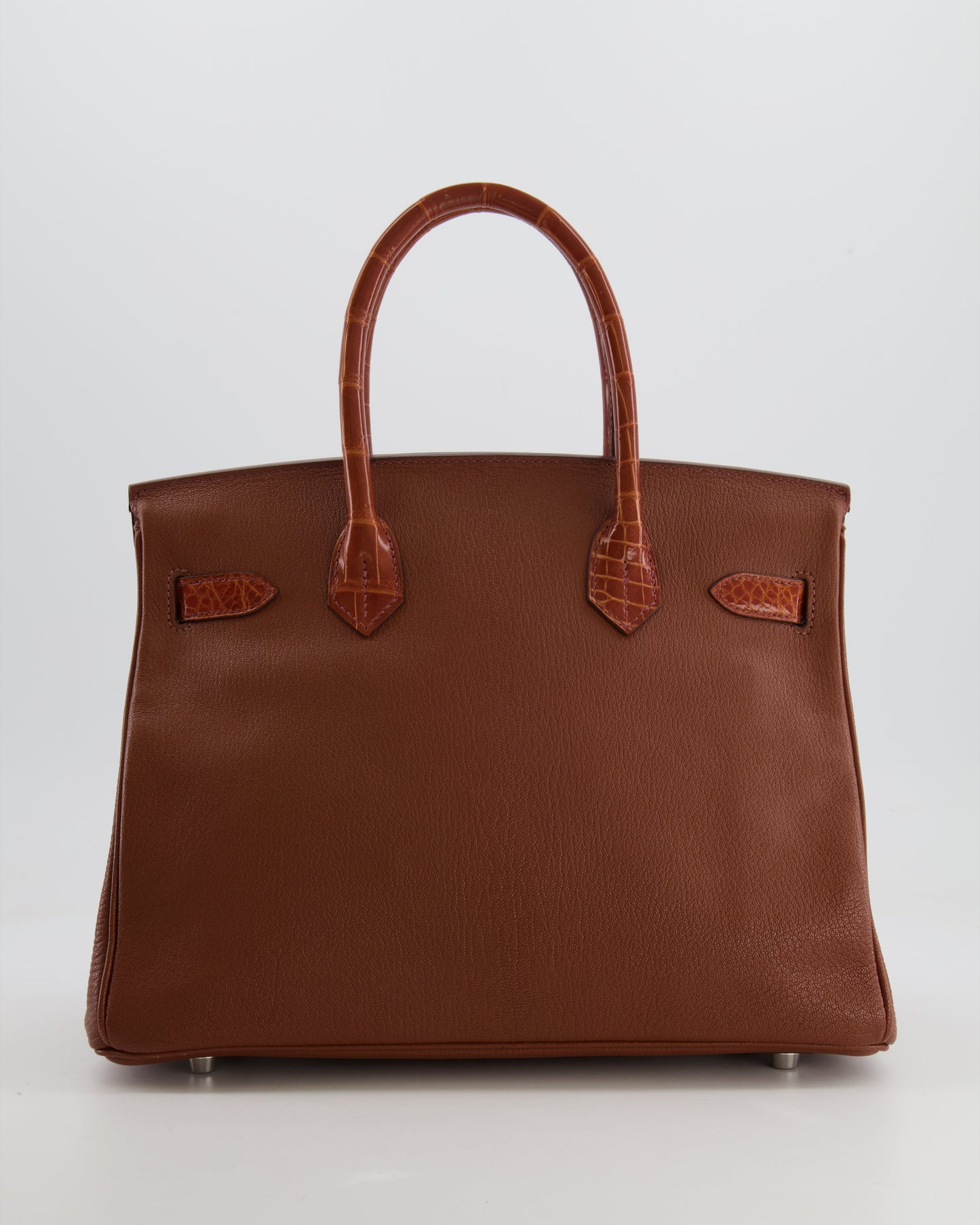Hermes Birkin 30 Touch Bag in Noisette Chèvre Mysore and Etrusque Crocodile Niloticus Leather with Palladium Hardware