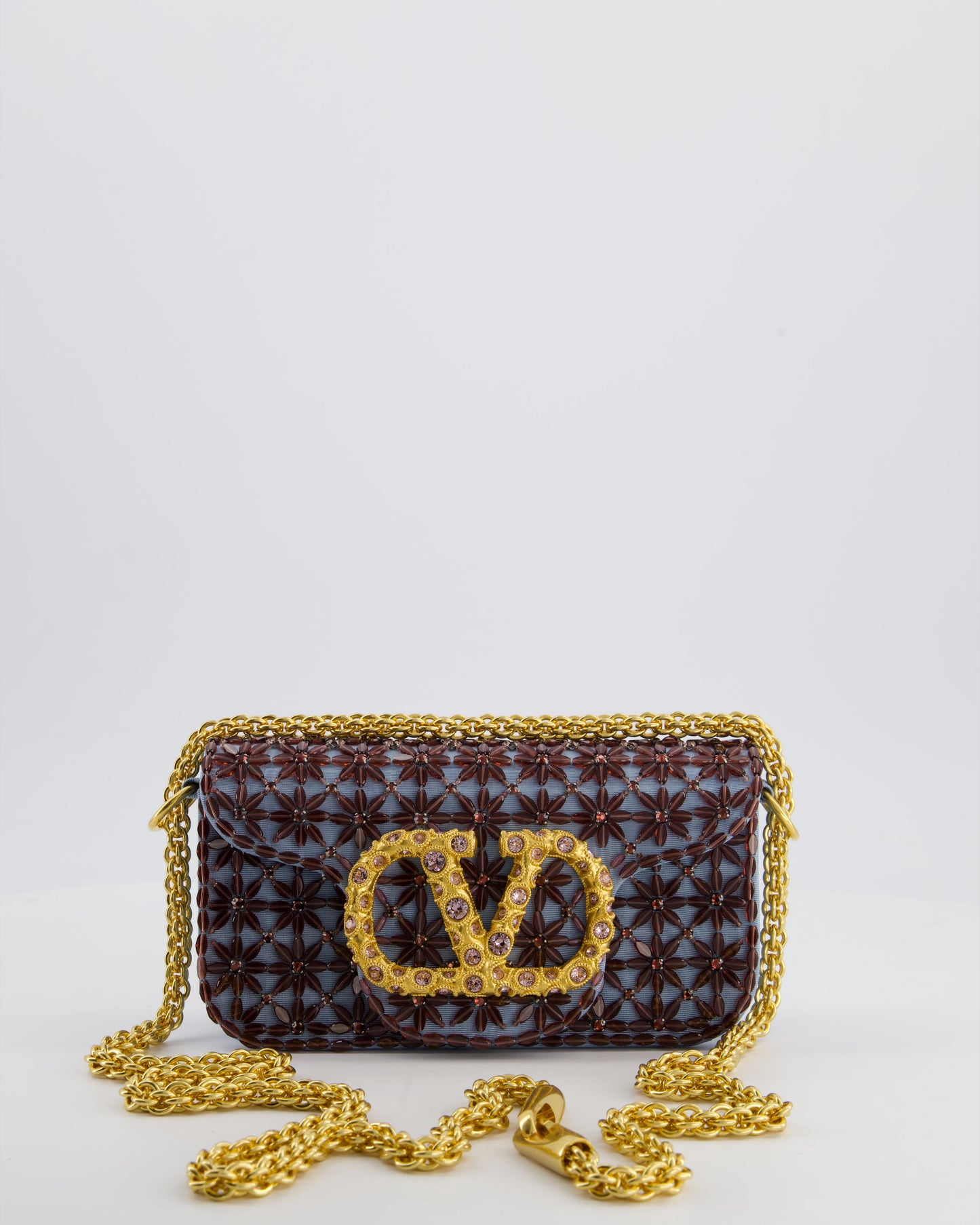 Valentino Multi Small Embroidered Loco Shoulder Bag with Gold tone Hardware