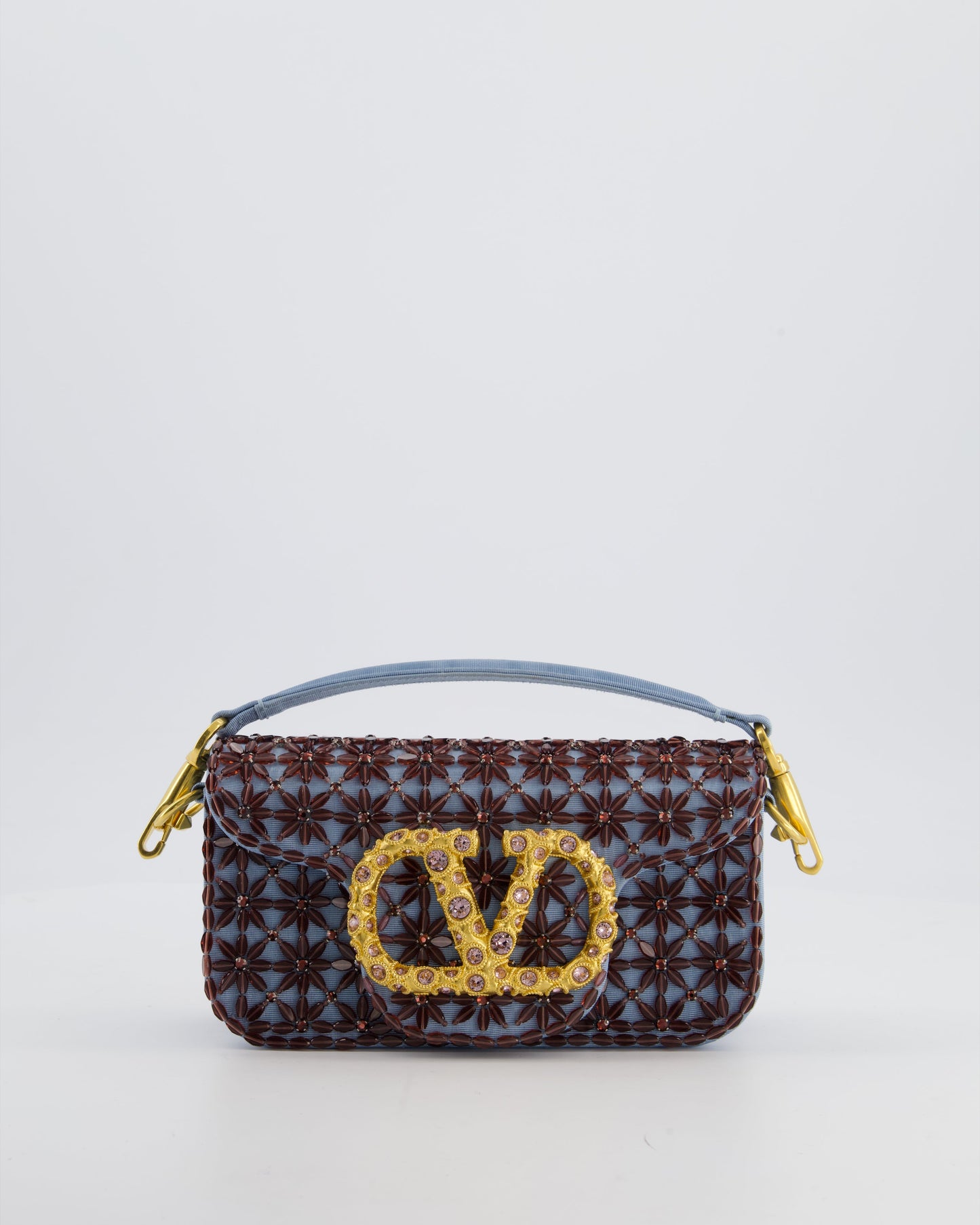 Valentino Multi Small Embroidered Loco Shoulder Bag with Gold tone Hardware