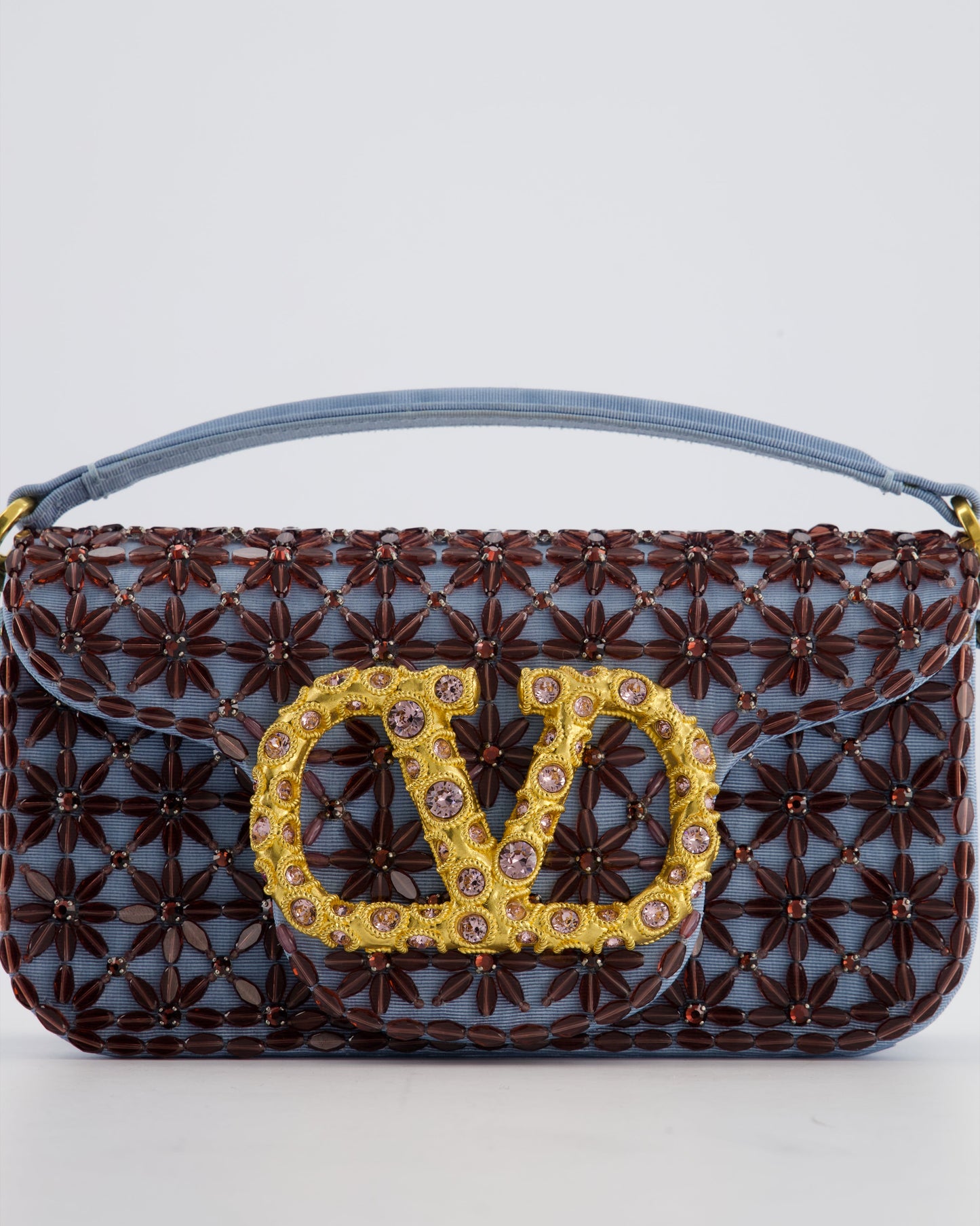 Valentino Multi Small Embroidered Loco Shoulder Bag with Gold tone Hardware