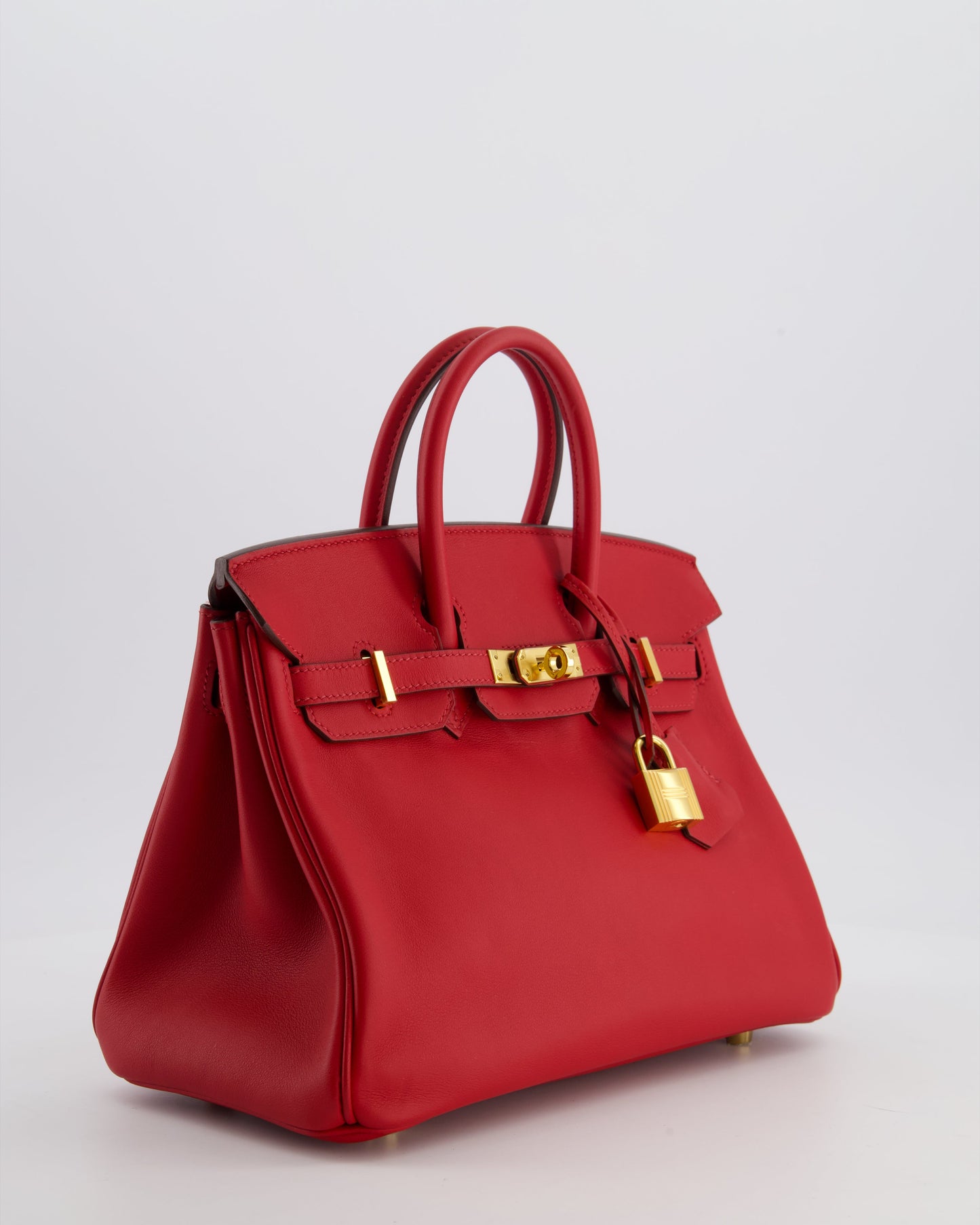 Hermes Birkin 25 Retourne Bag in Rouge Grenat Swift Leather with Gold Hardware
