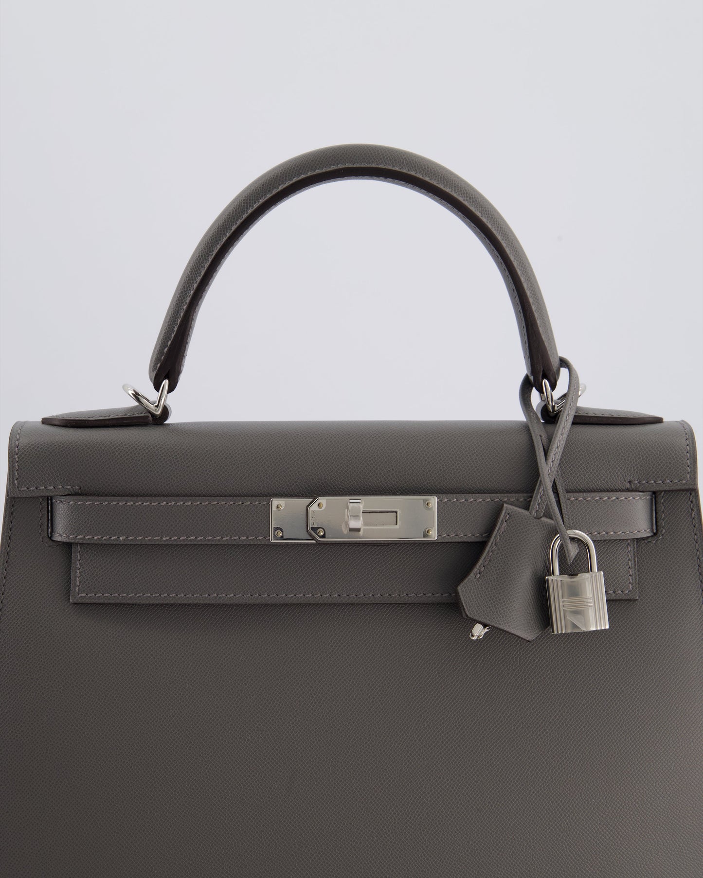 *RARE* Hermes Kelly 28 Sellier Bag in Gris Meyer Madame Leather with Palladium Hardware