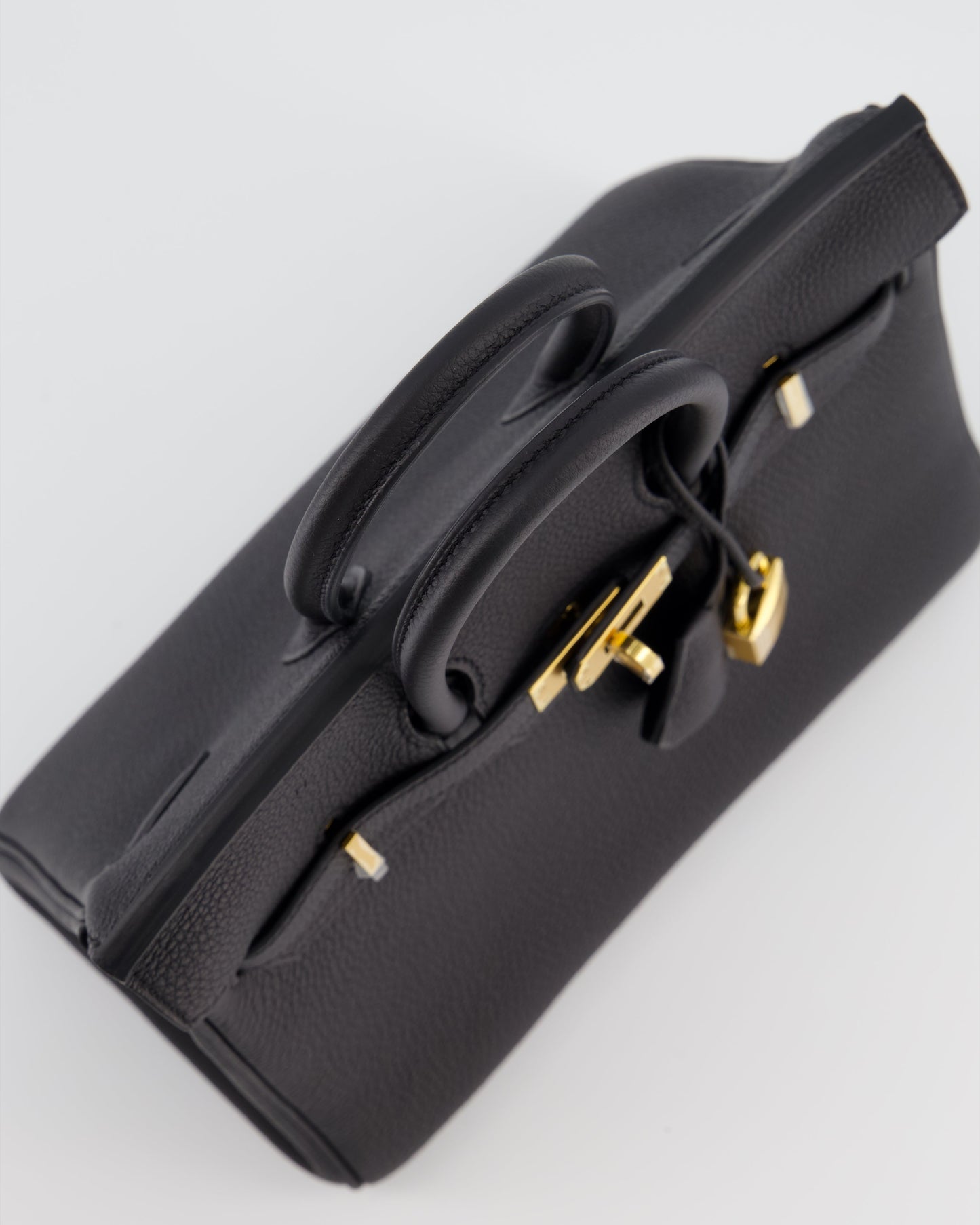 *RARE* Hermes Birkin 25 Retourne Bag in Noir Togo Leather with Gold Hardware