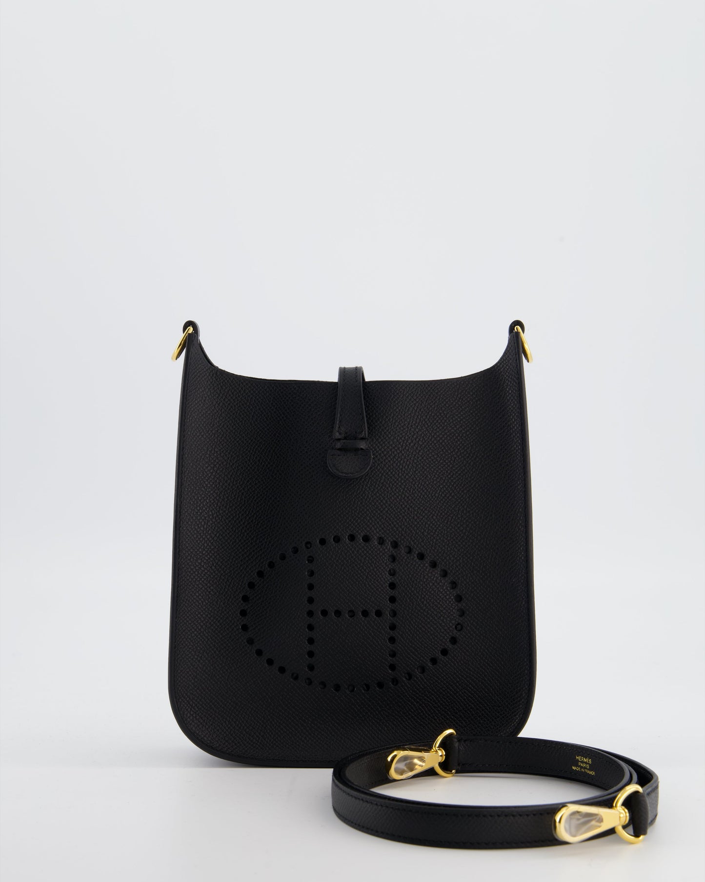 Hermes Black Mini Evelyne Sellier Bag in Epsom Leather with Gold Hardware