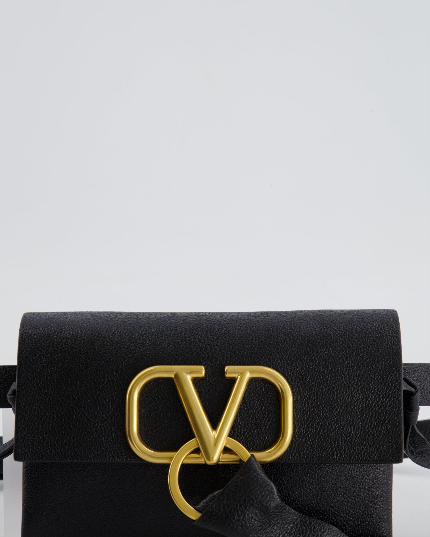 Valentino Black Leather VSling Belt Bag with Gold Logo