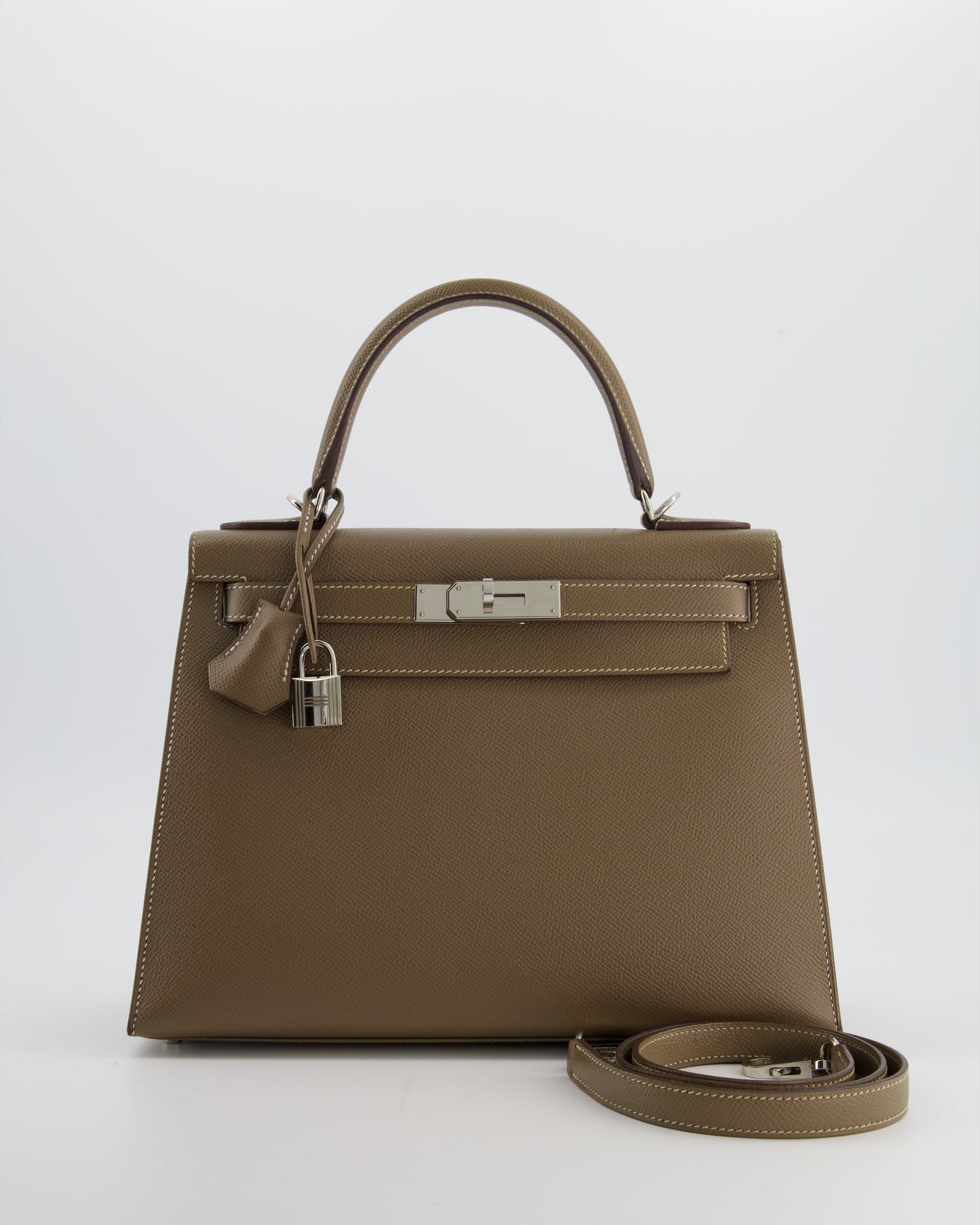 Hermes Kelly 28 Sellier Bag in Etoupe Epsom Leather with Palladium Hardware