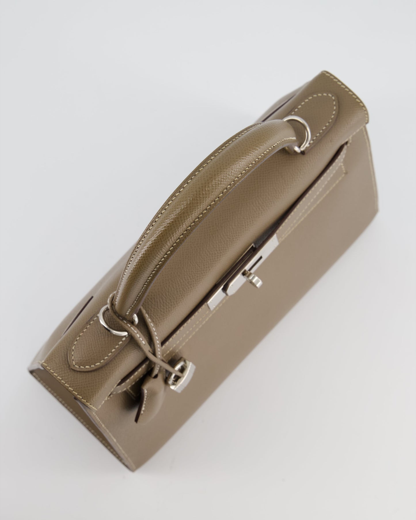 Hermes Kelly 28 Sellier Bag in Etoupe Epsom Leather with Palladium Hardware